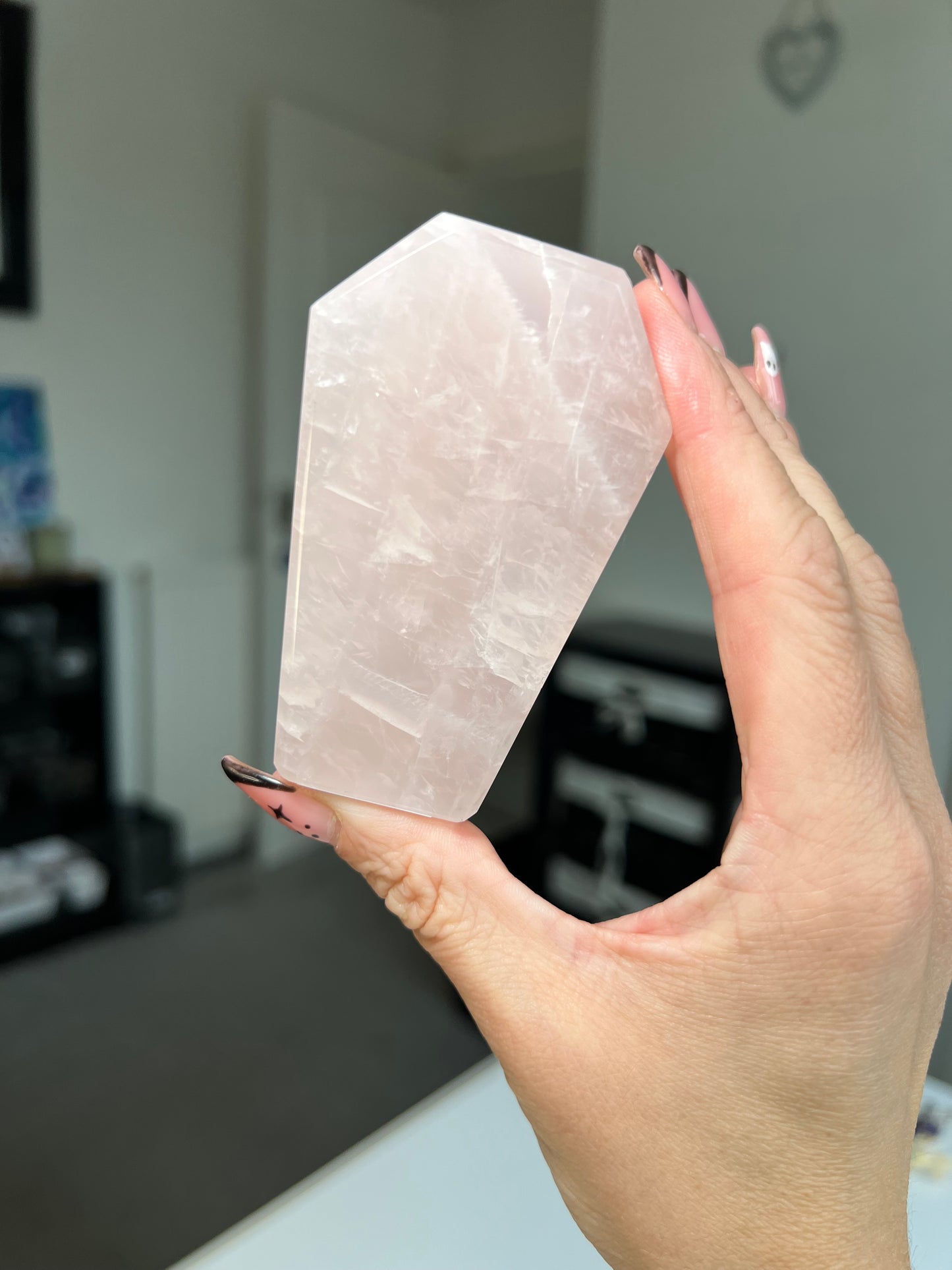 Brazilian Rose Quartz Self Standing Coffin