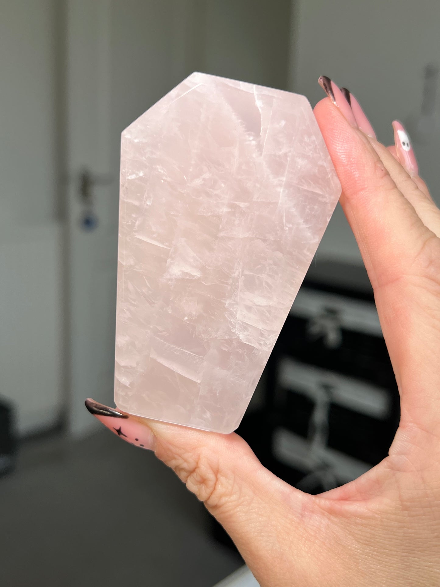 Brazilian Rose Quartz Self Standing Coffin
