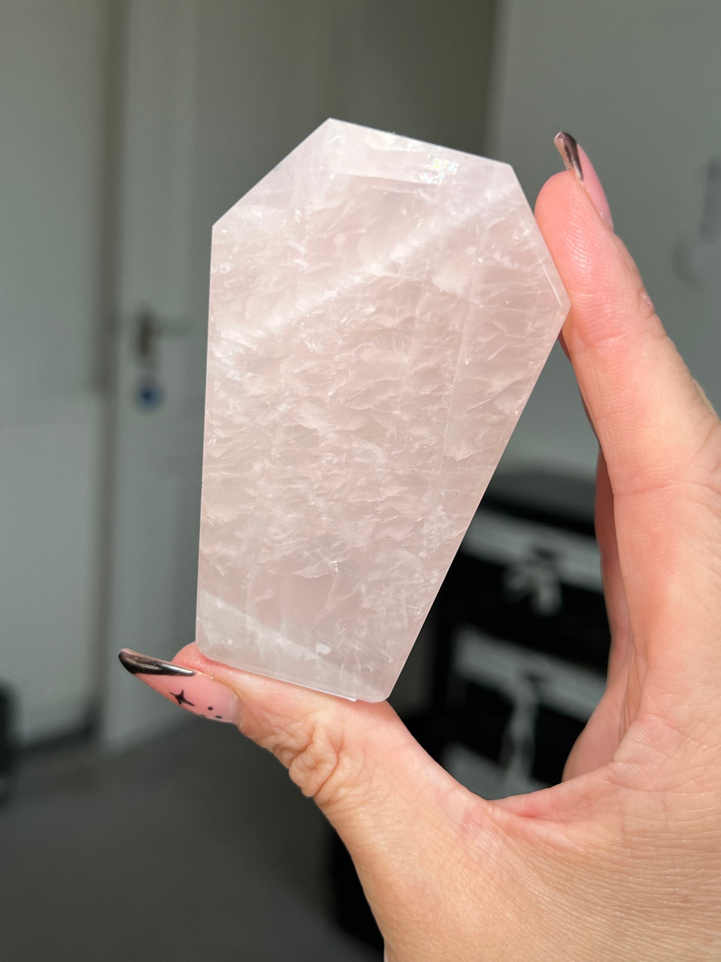 Brazilian Rose Quartz Self Standing Coffin