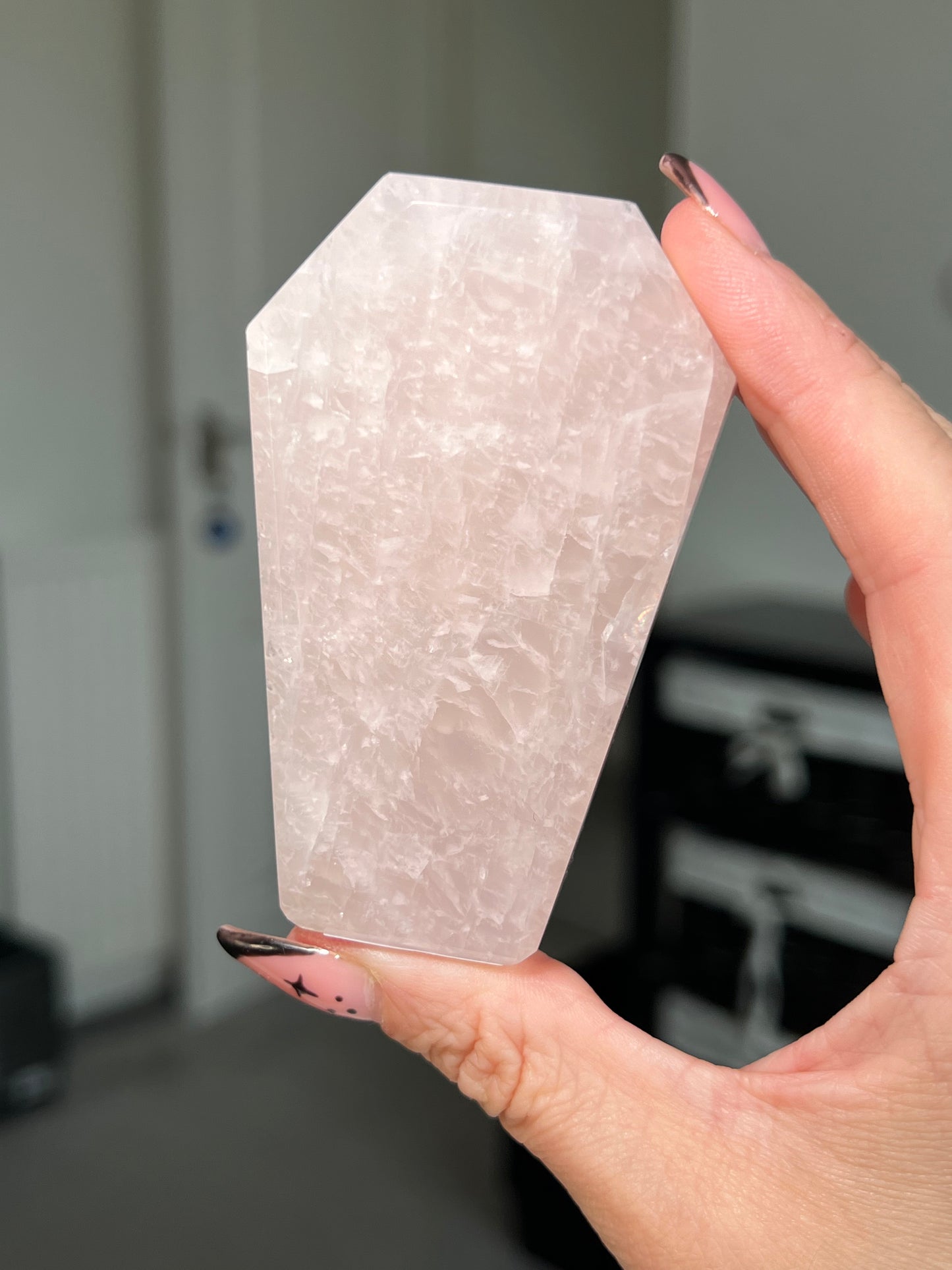 Brazilian Rose Quartz Self Standing Coffin