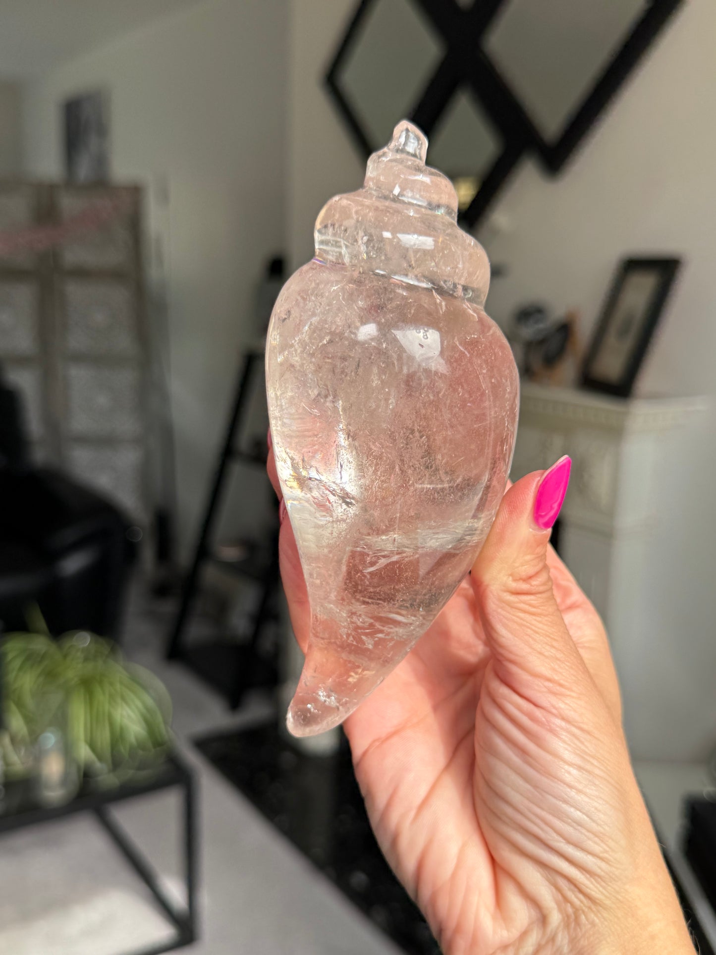 Master Carved Smokey Quartz Shell