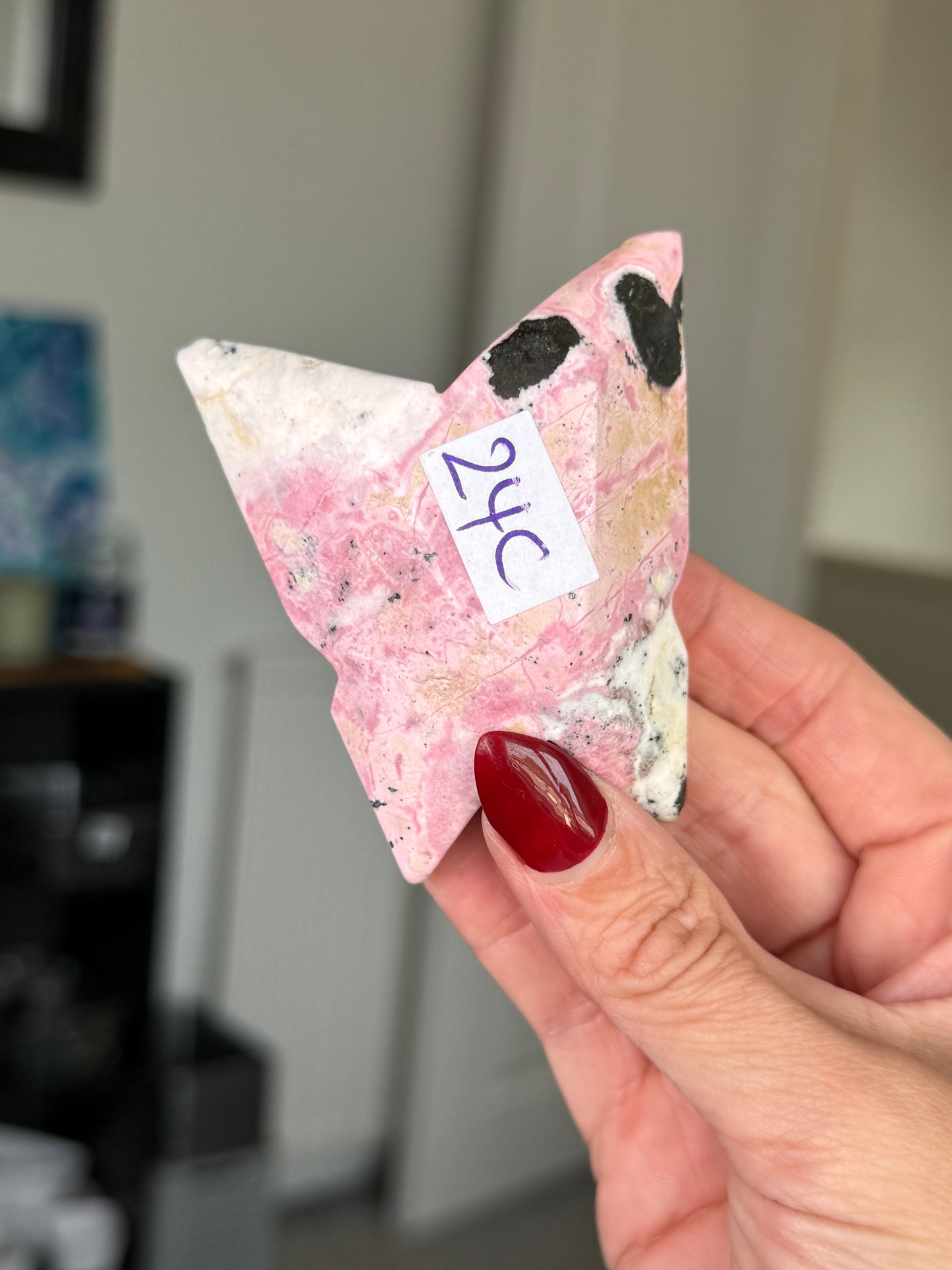 Peruvian Rhodonite Butterfly With Stand