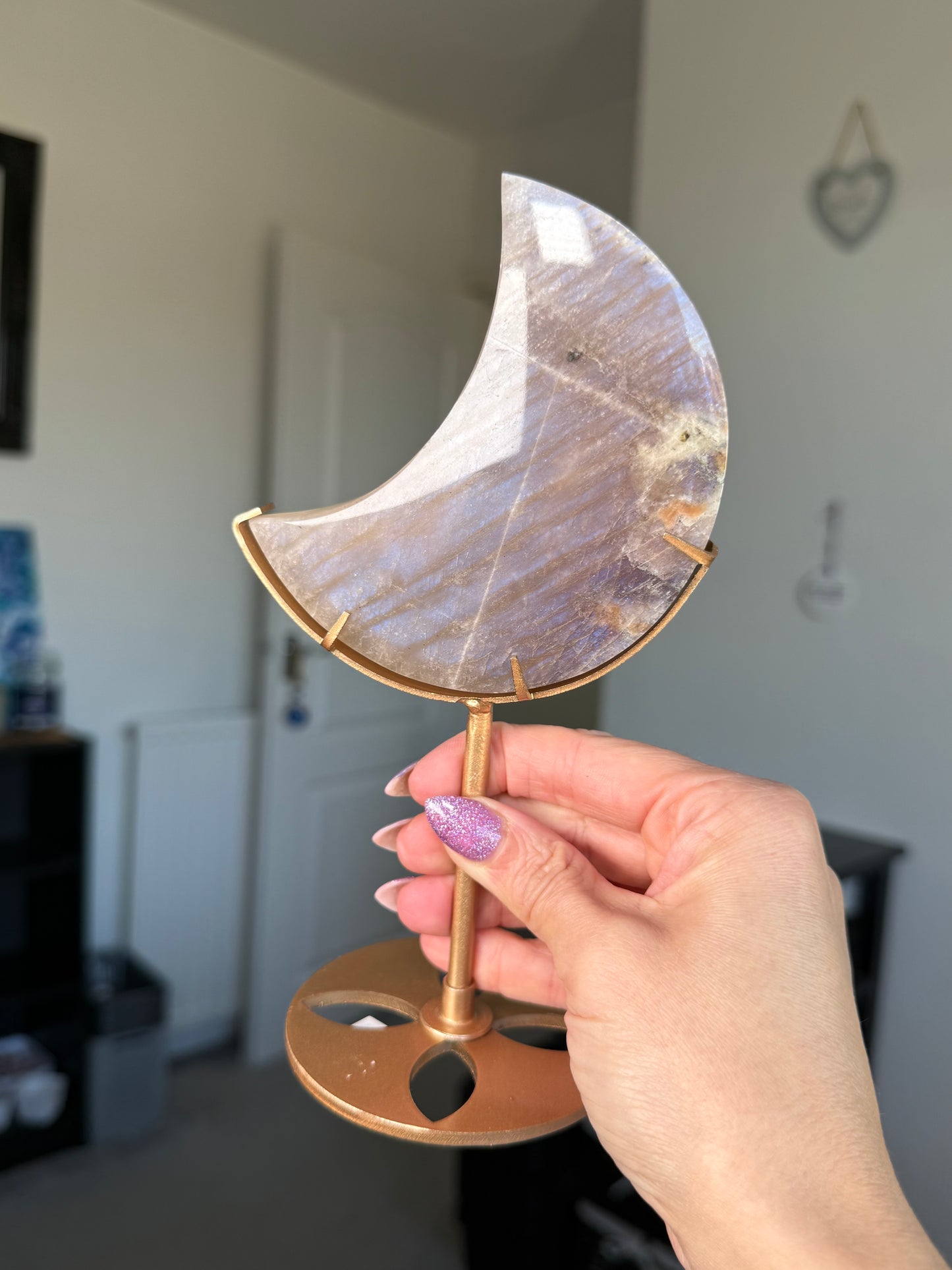 Moonstone Moon On Gold Stand