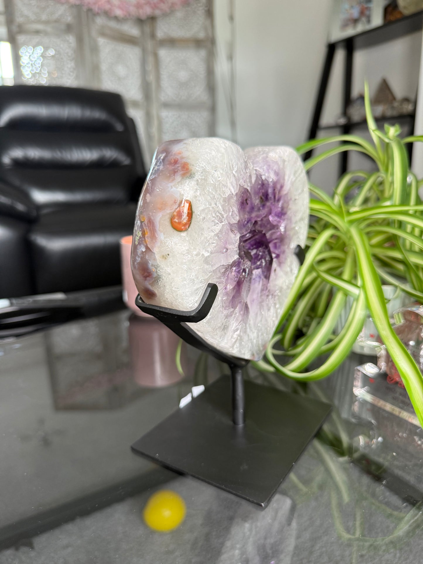 Amethyst Portal Heart On Black Stand