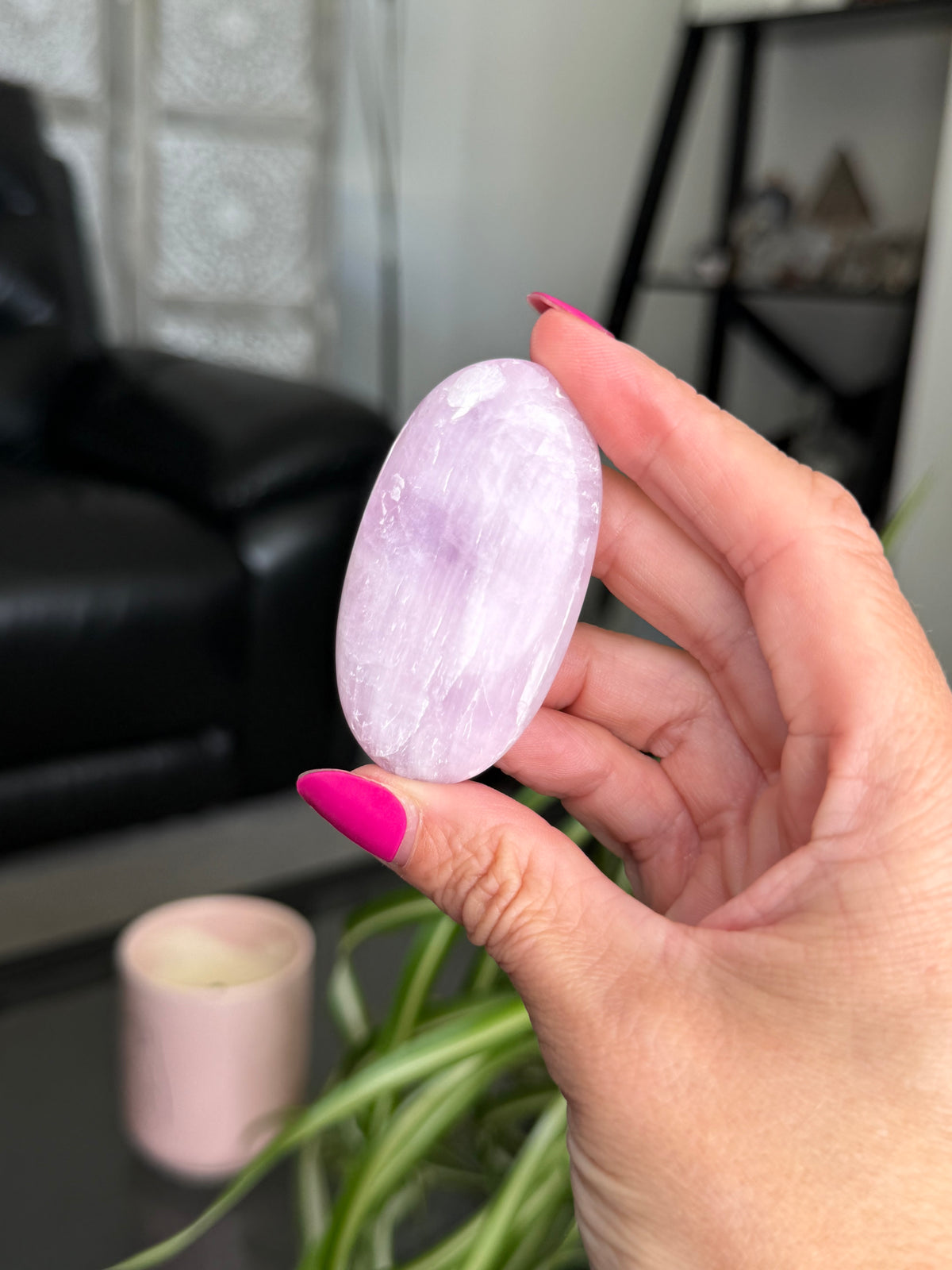 Kunzite Palm Stone