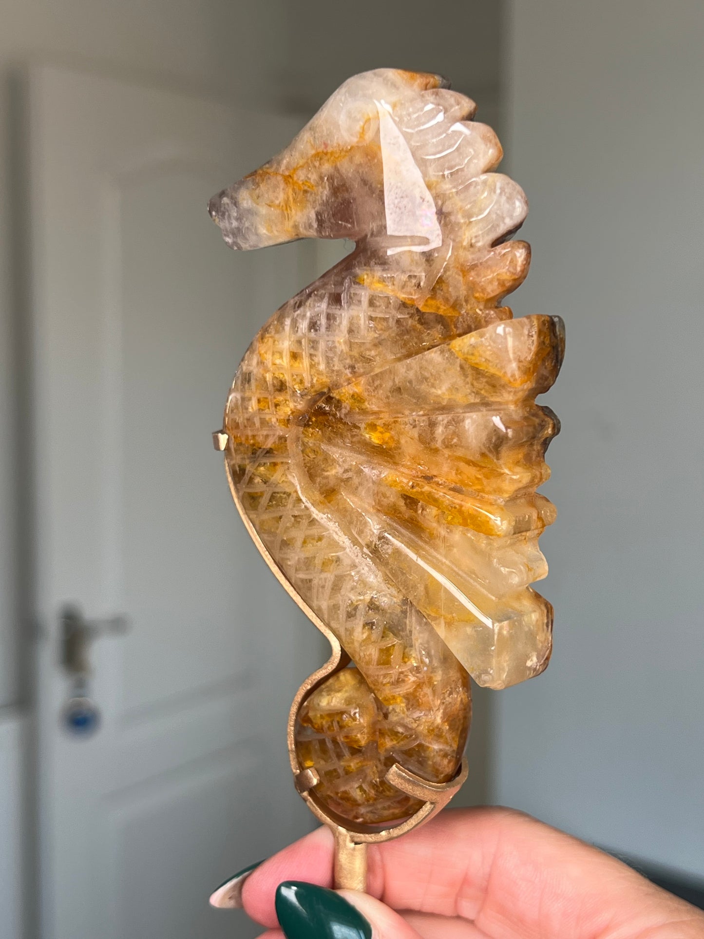 Golden Healer Seahorse On Gold Stand