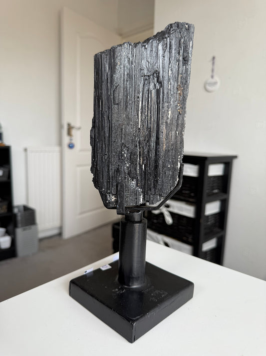 Black Tourmaline On Spinning Black Stand