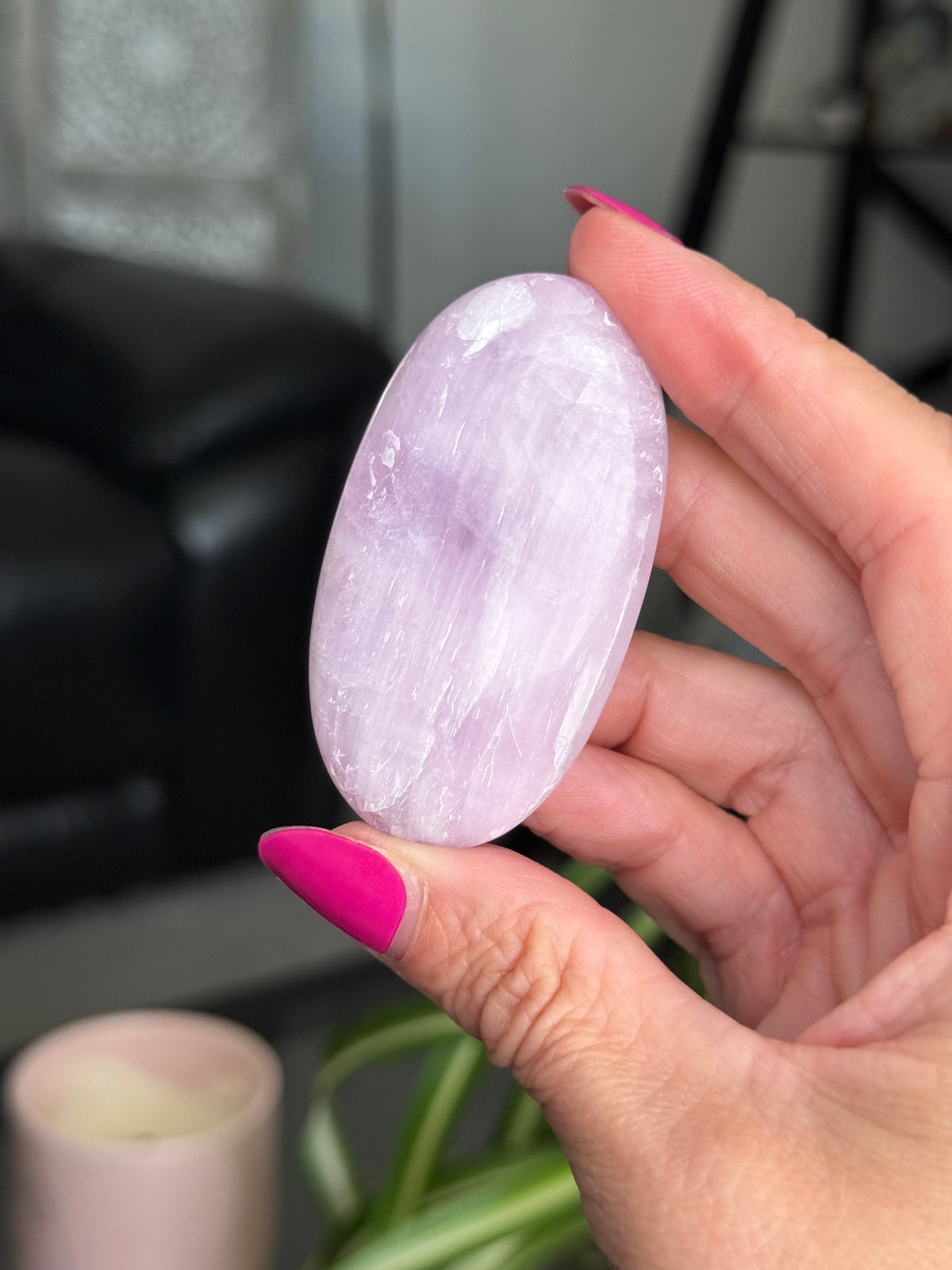 Kunzite Palm Stone