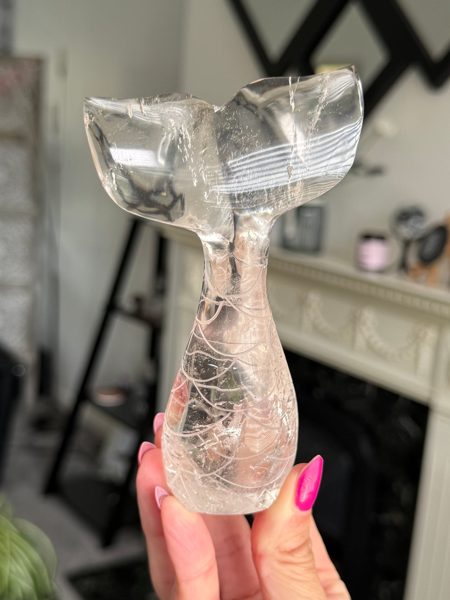 Master Carved Mermaid Tail - Clear Quartz