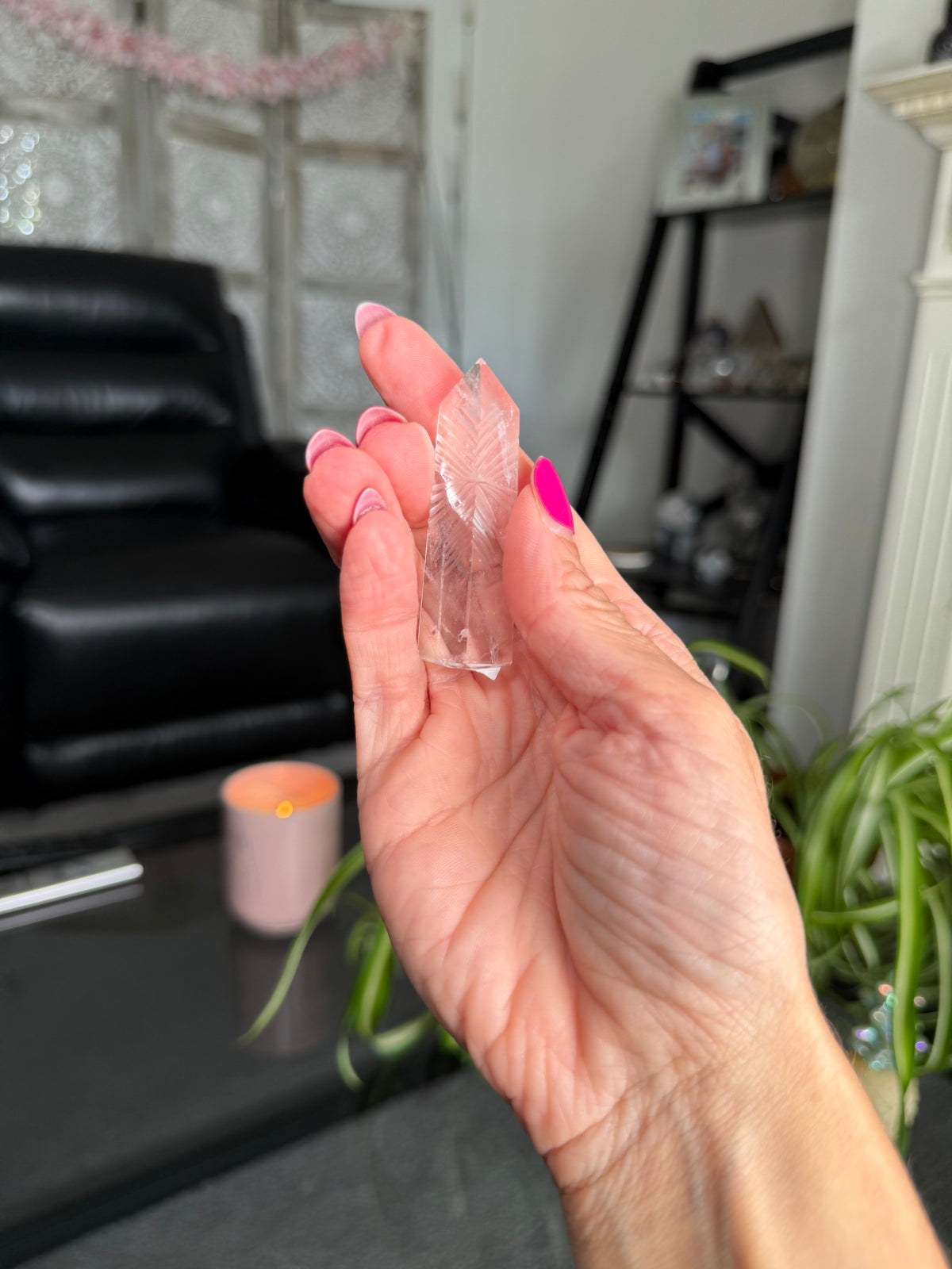 Clear Quartz Star Etched Tower