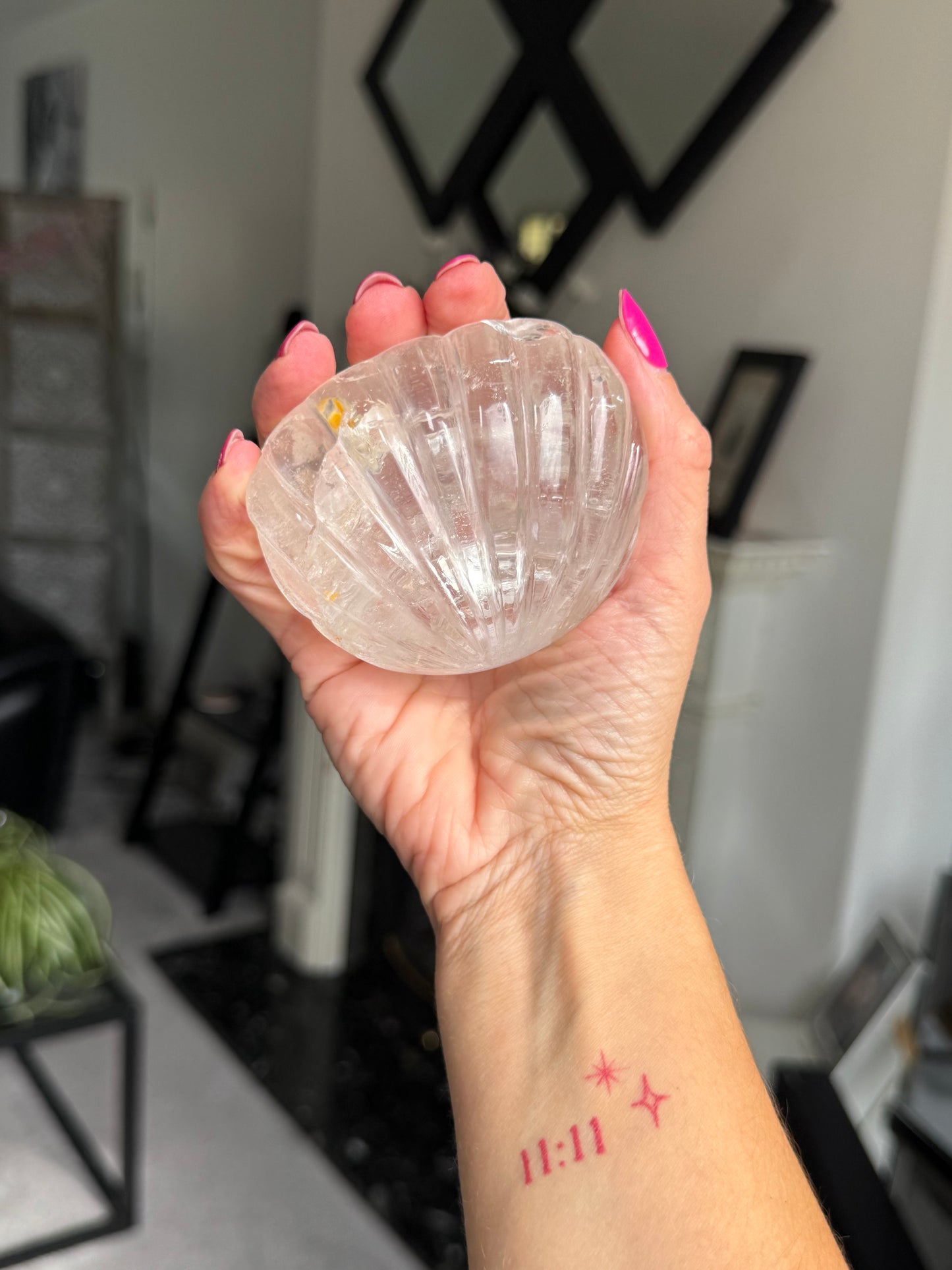 Master Carved Clear Quartz Shell