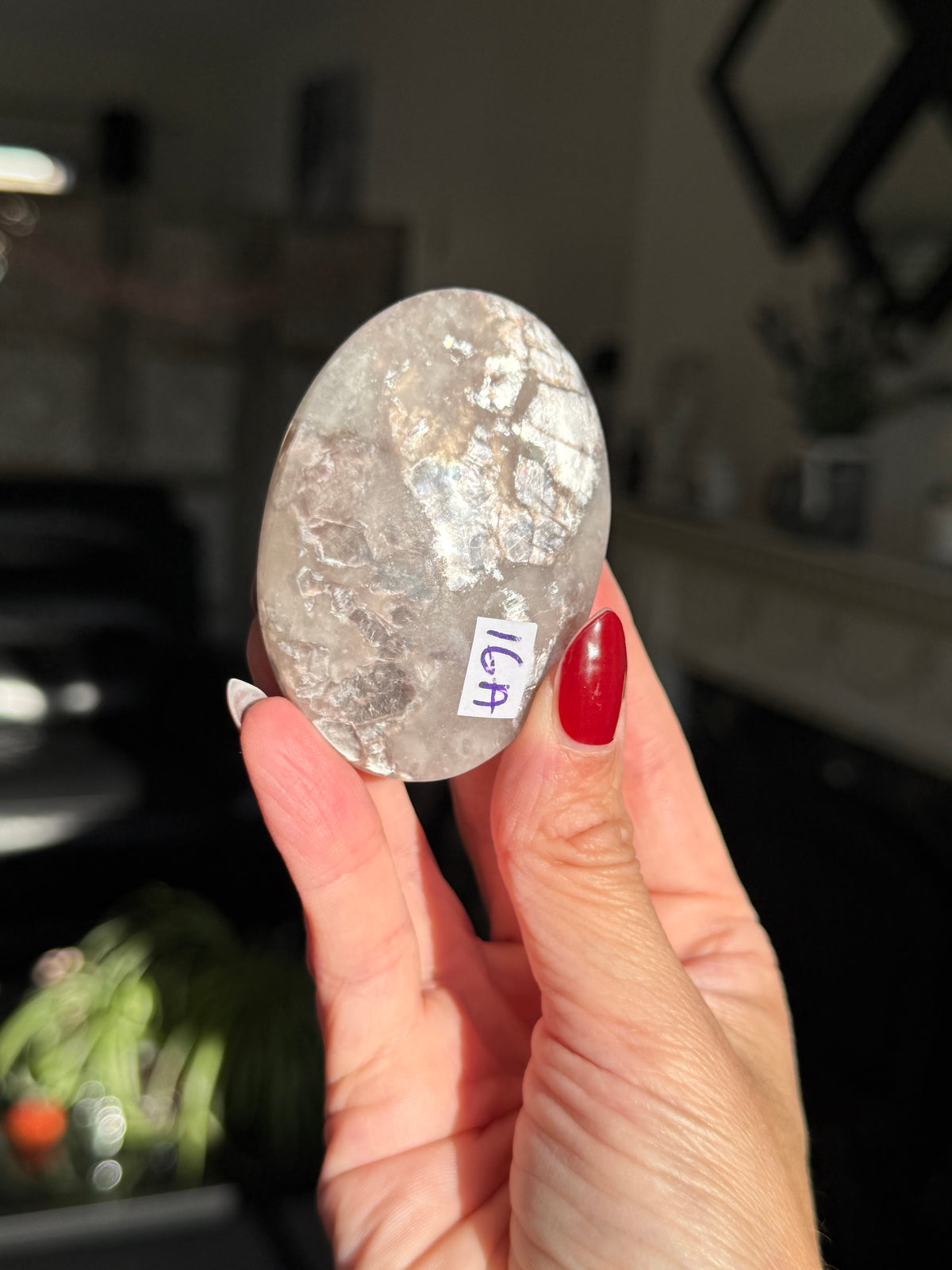 Gem Lepidolite Palm
