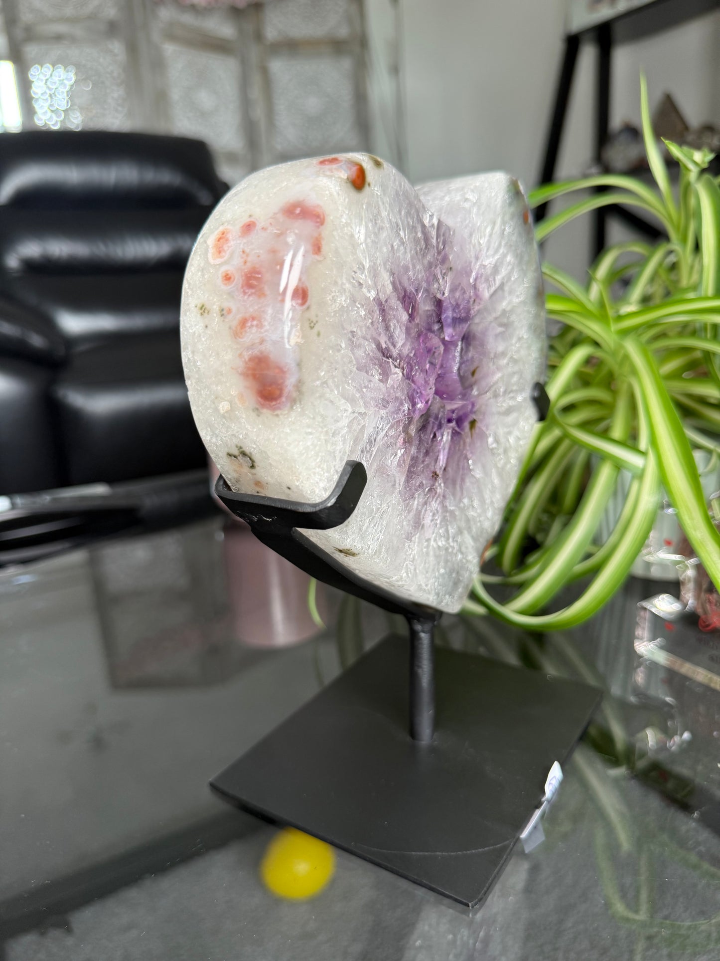 Amethyst Portal Heart On Black Stand