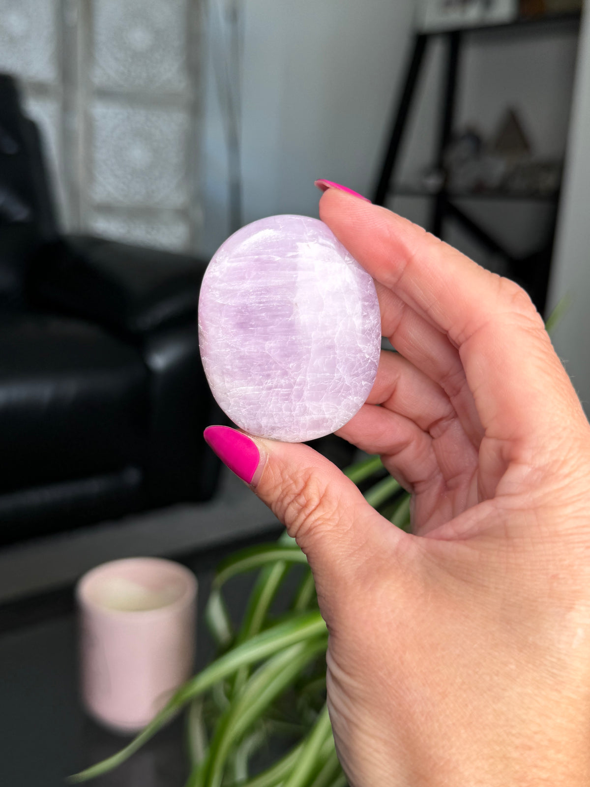 Kunzite Palm Stone