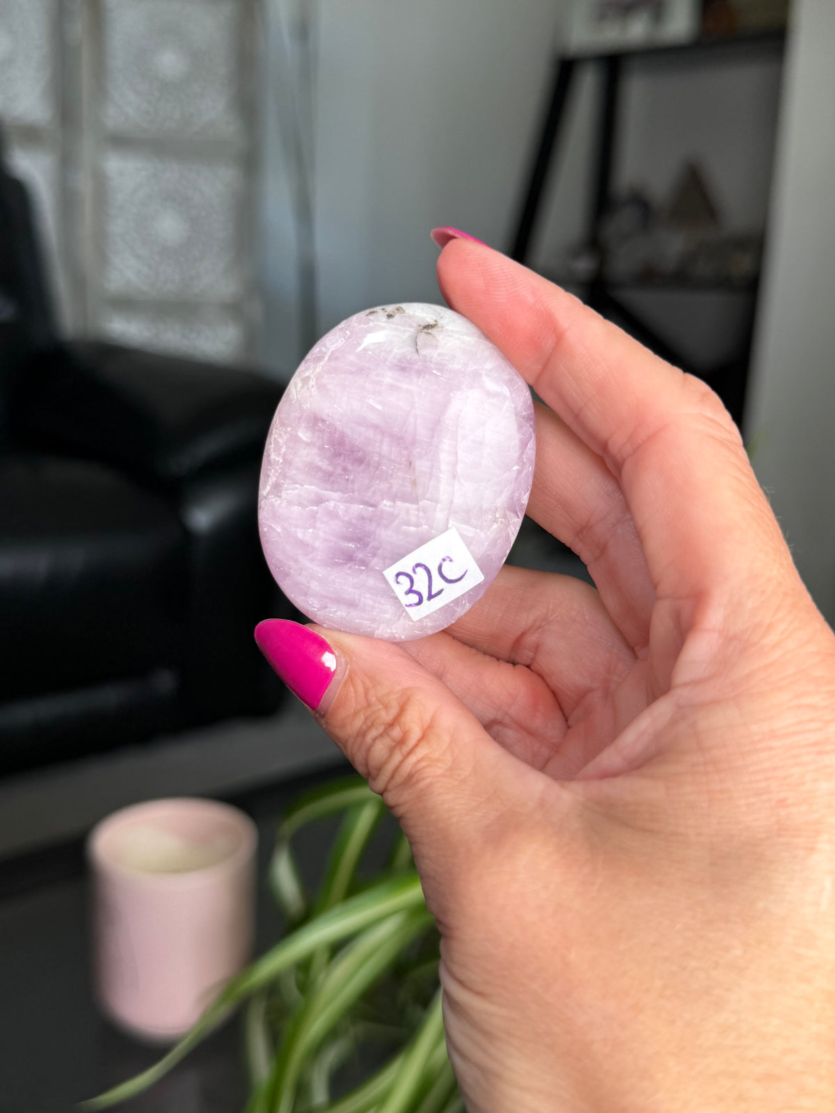 Kunzite Palm Stone