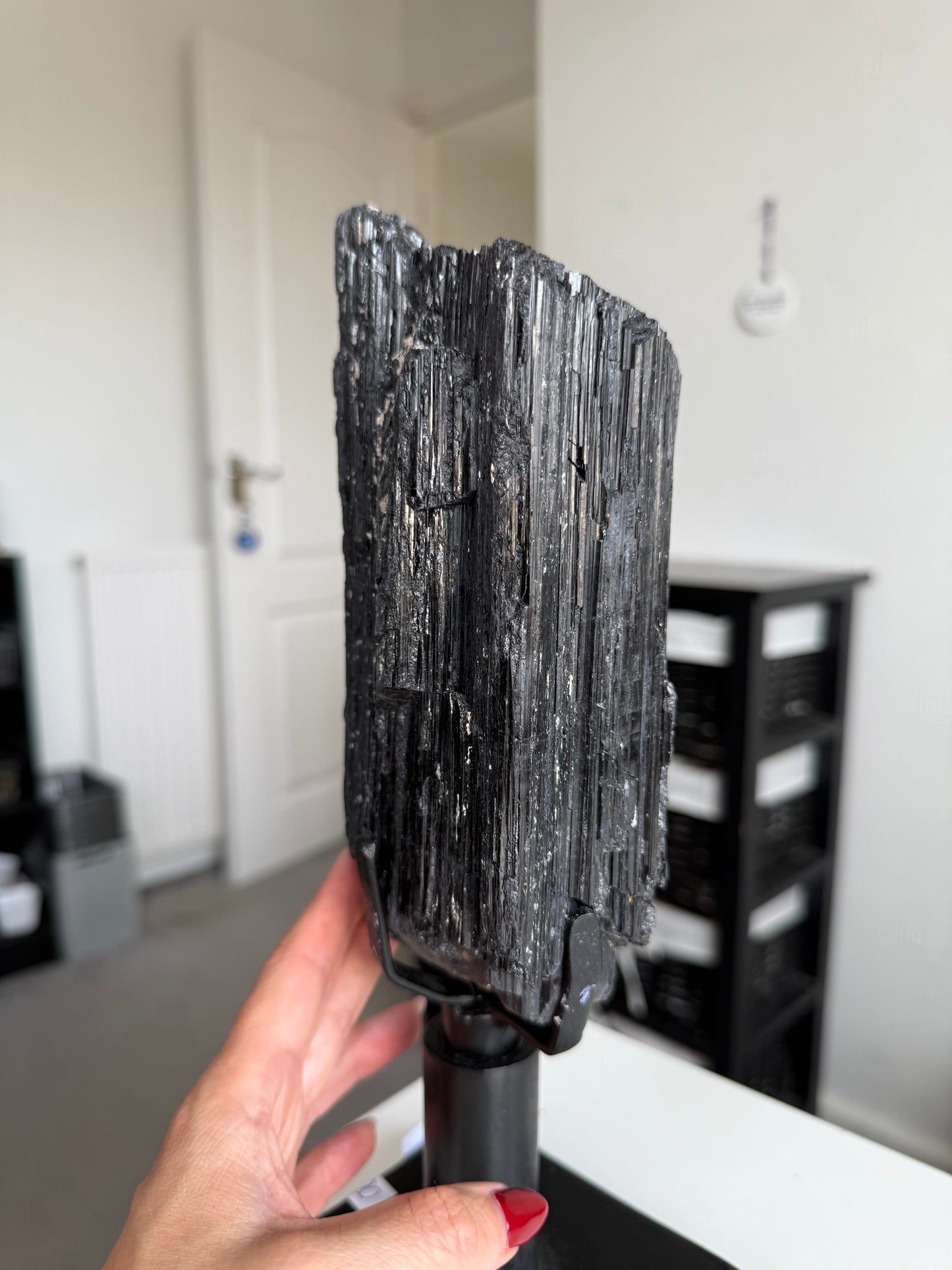 Black Tourmaline On Spinning Black Stand
