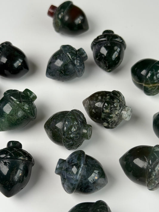 Moss Agate Acorns