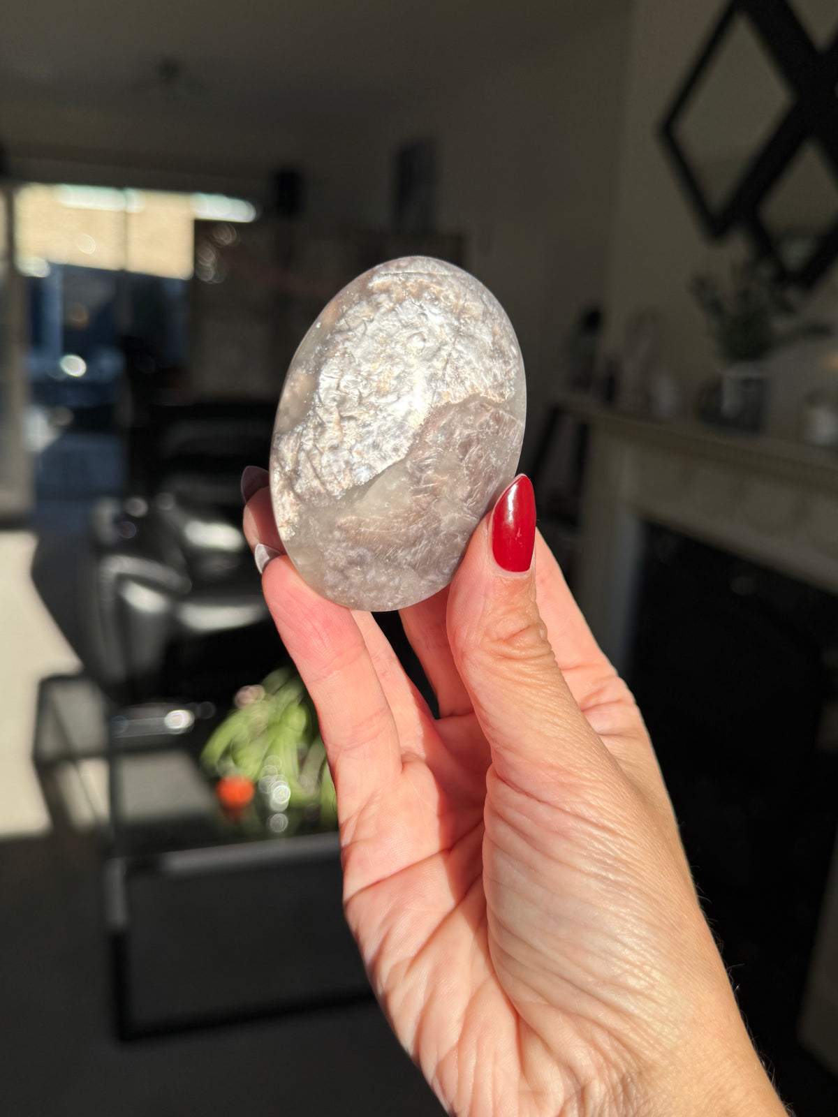 Gem Lepidolite Palm