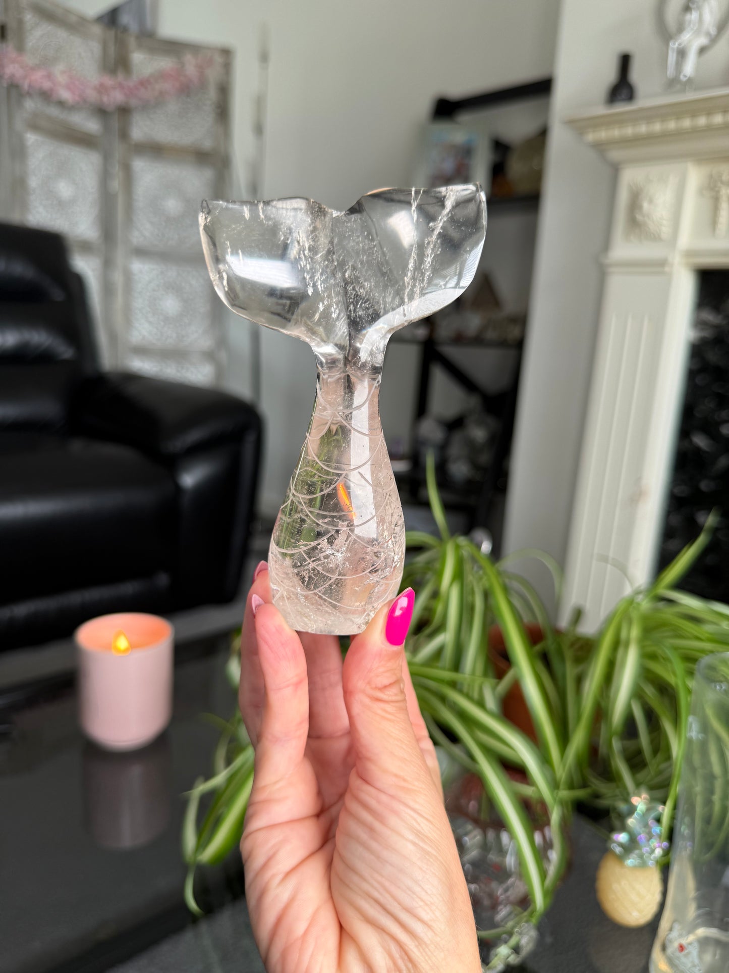 Master Carved Mermaid Tail - Clear Quartz