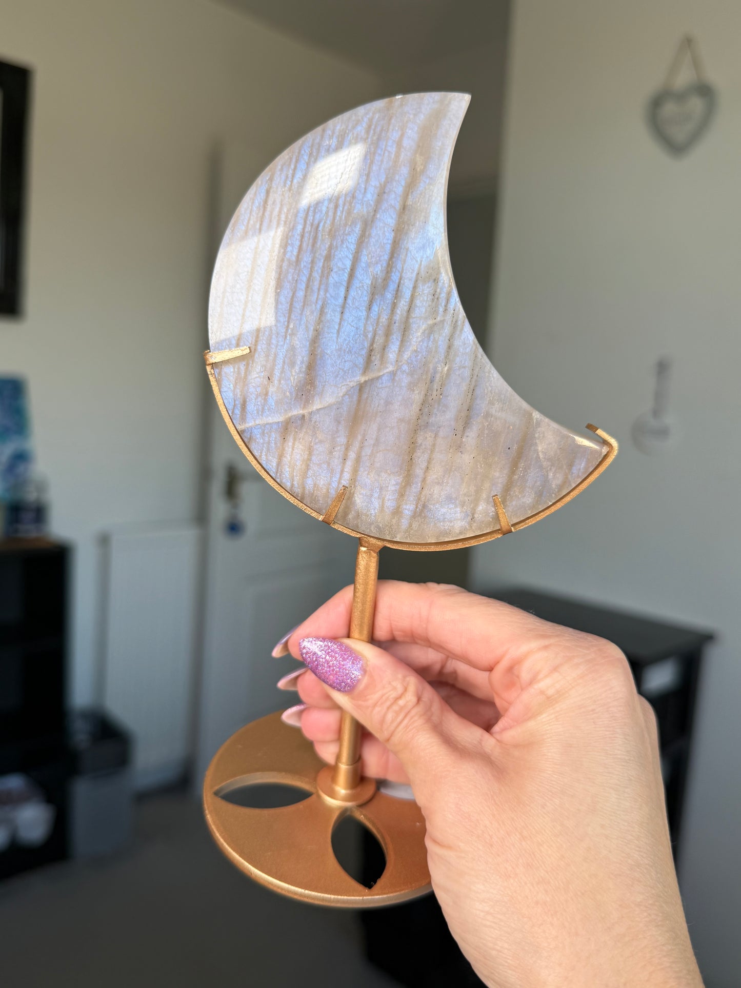 Moonstone Moon On Gold Stand