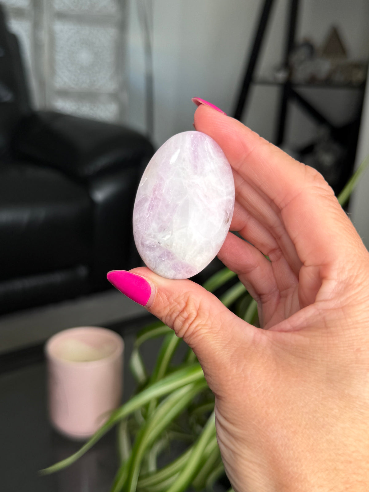 Kunzite Palm Stone