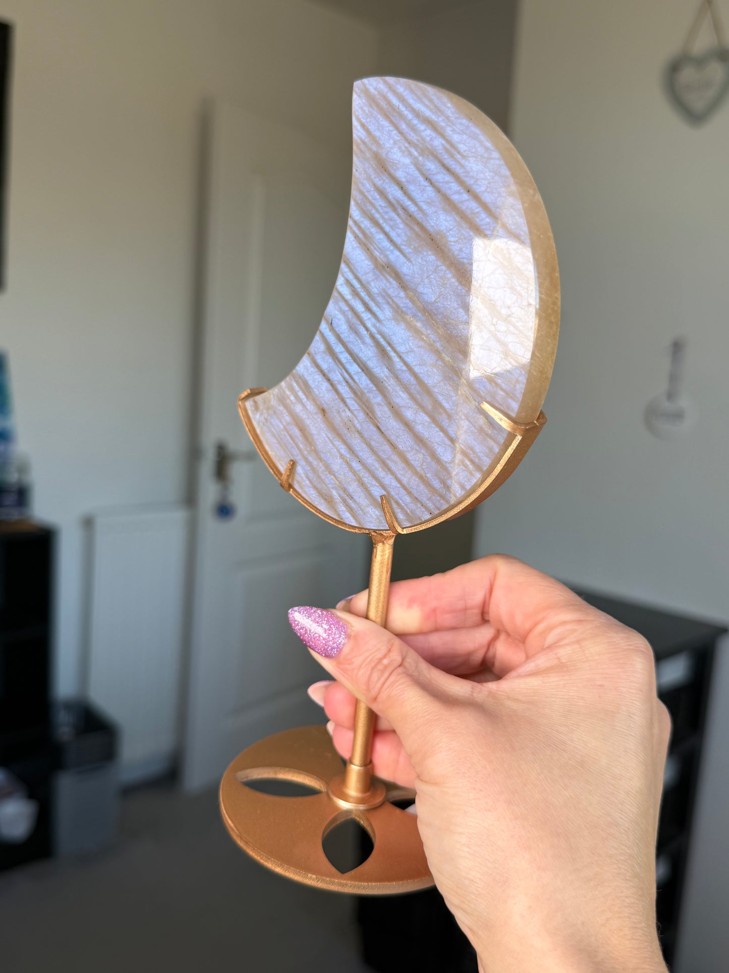 Moonstone Moon On Gold Stand