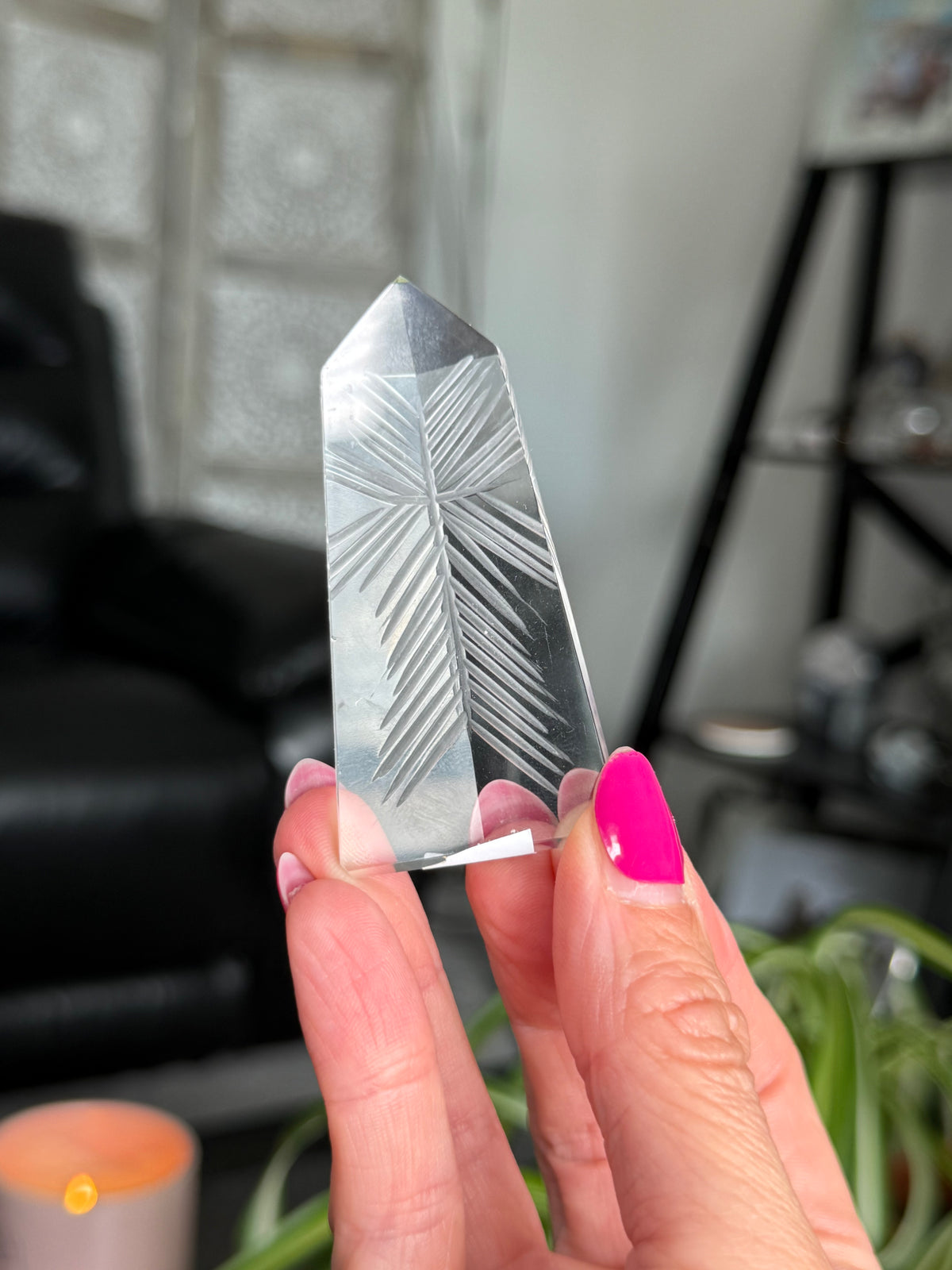 Clear Quartz Star Etched Tower