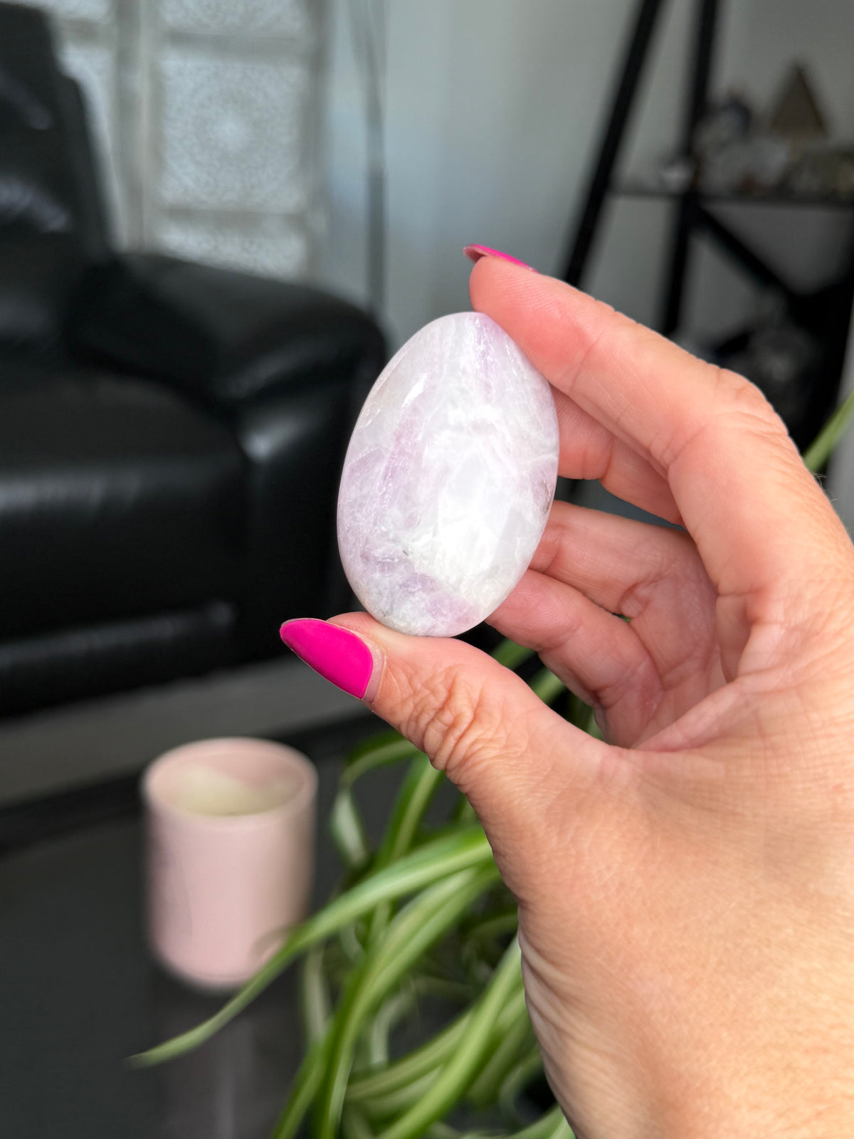 Kunzite Palm Stone