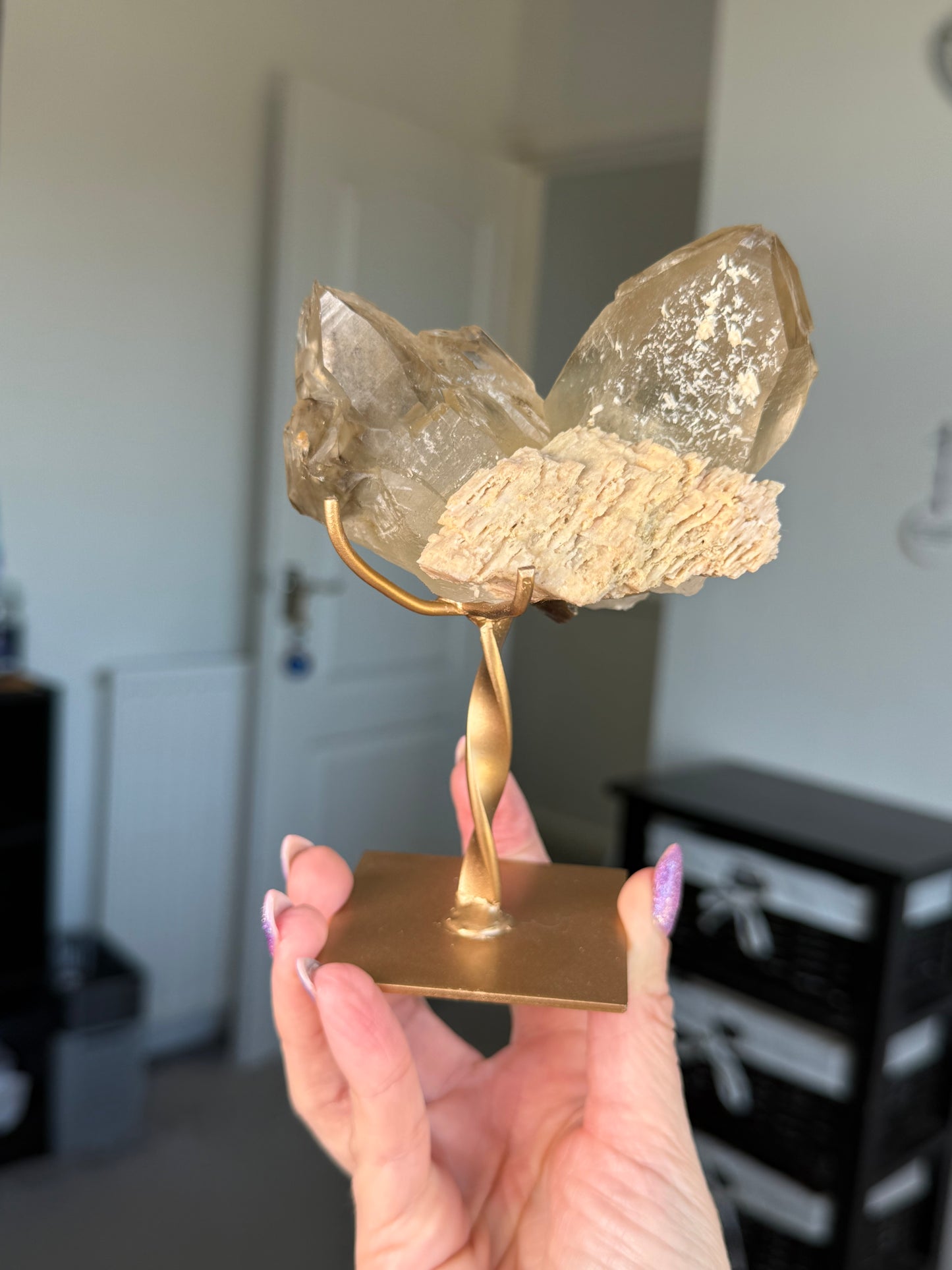 Natural Unpolished Citrine On Stand