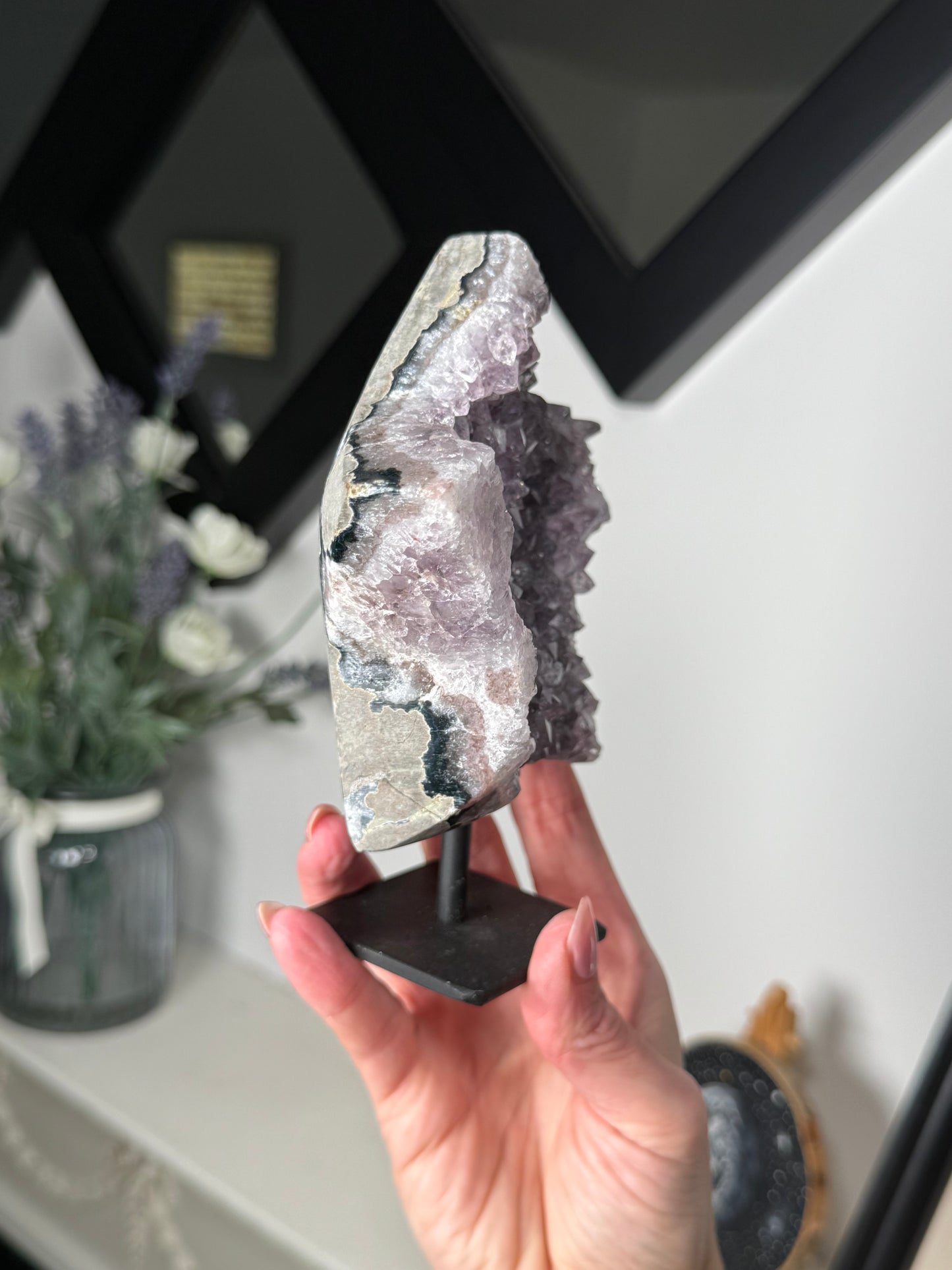 Amethyst Star On Black Stand