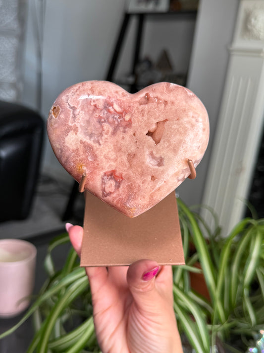 Pink Amethyst Heart On Stand
