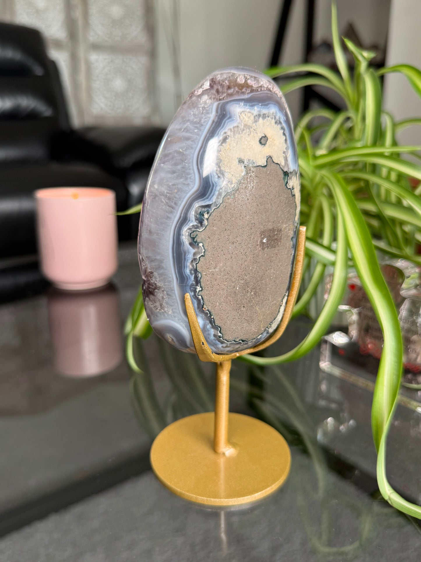Amethyst Agate Egg On Stand
