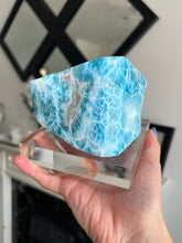 Load image into Gallery viewer, XXL Larimar Core On Glass Stand
