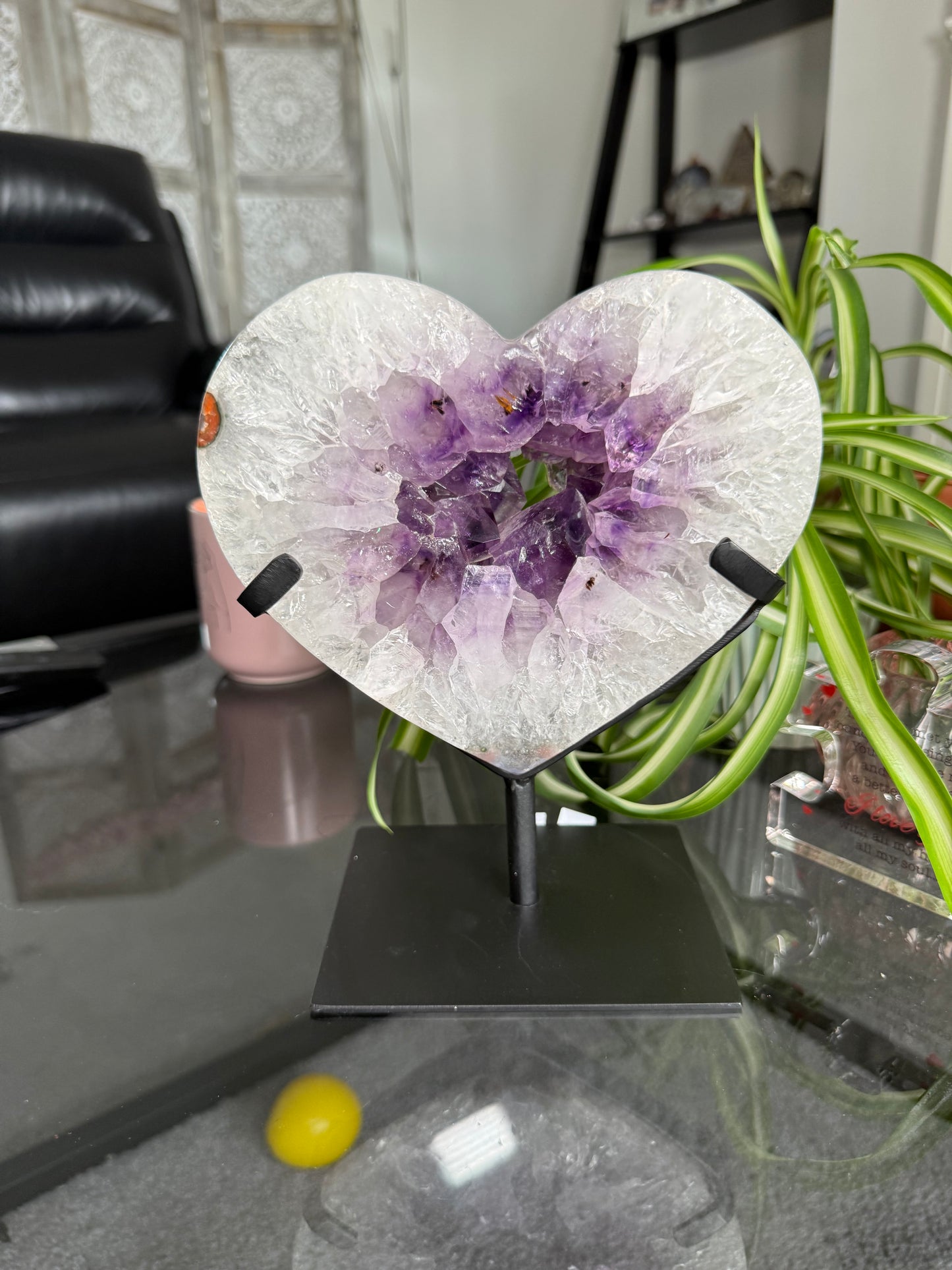 Amethyst Portal Heart On Black Stand