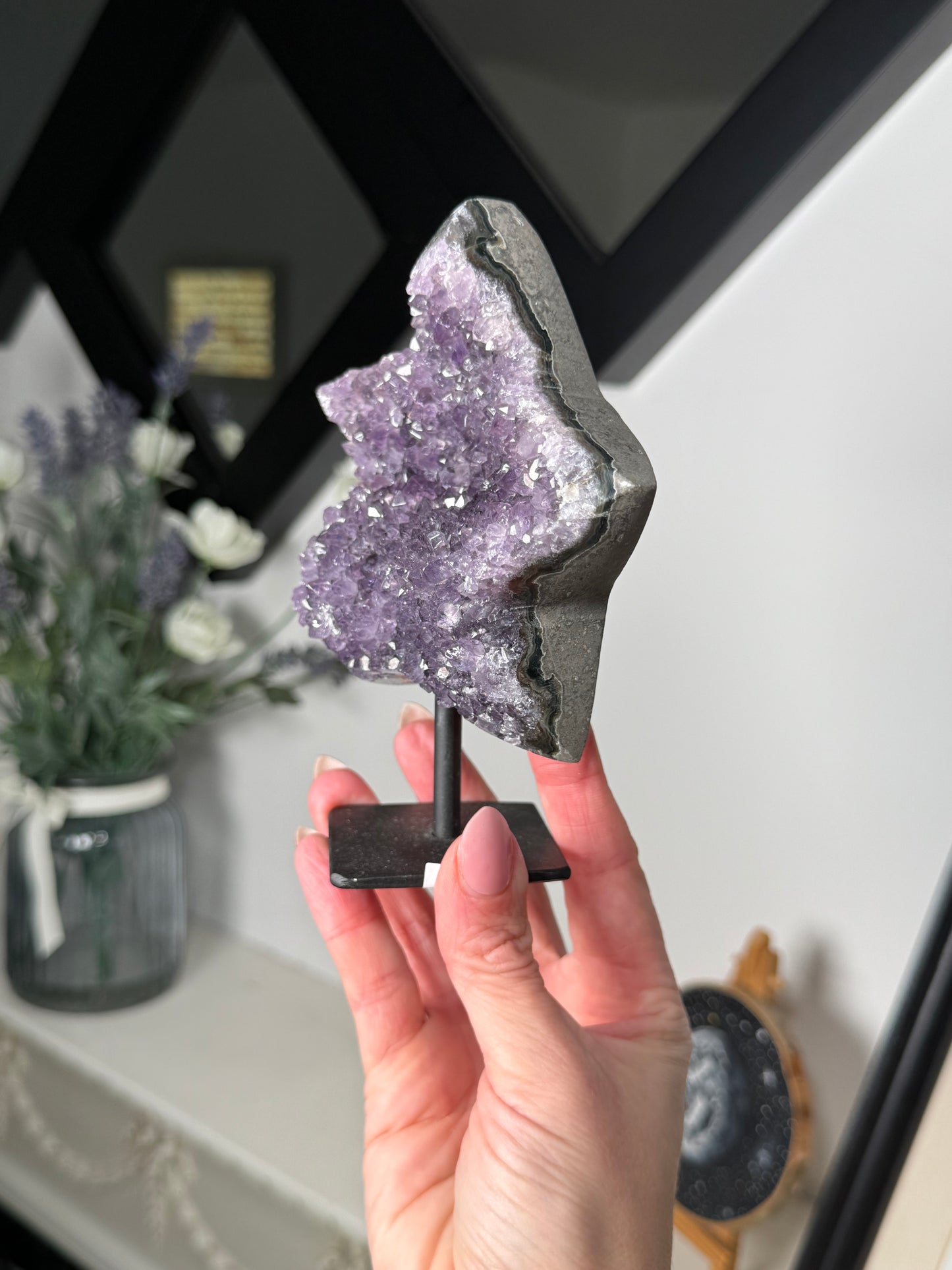 Amethyst Star On Black Stand