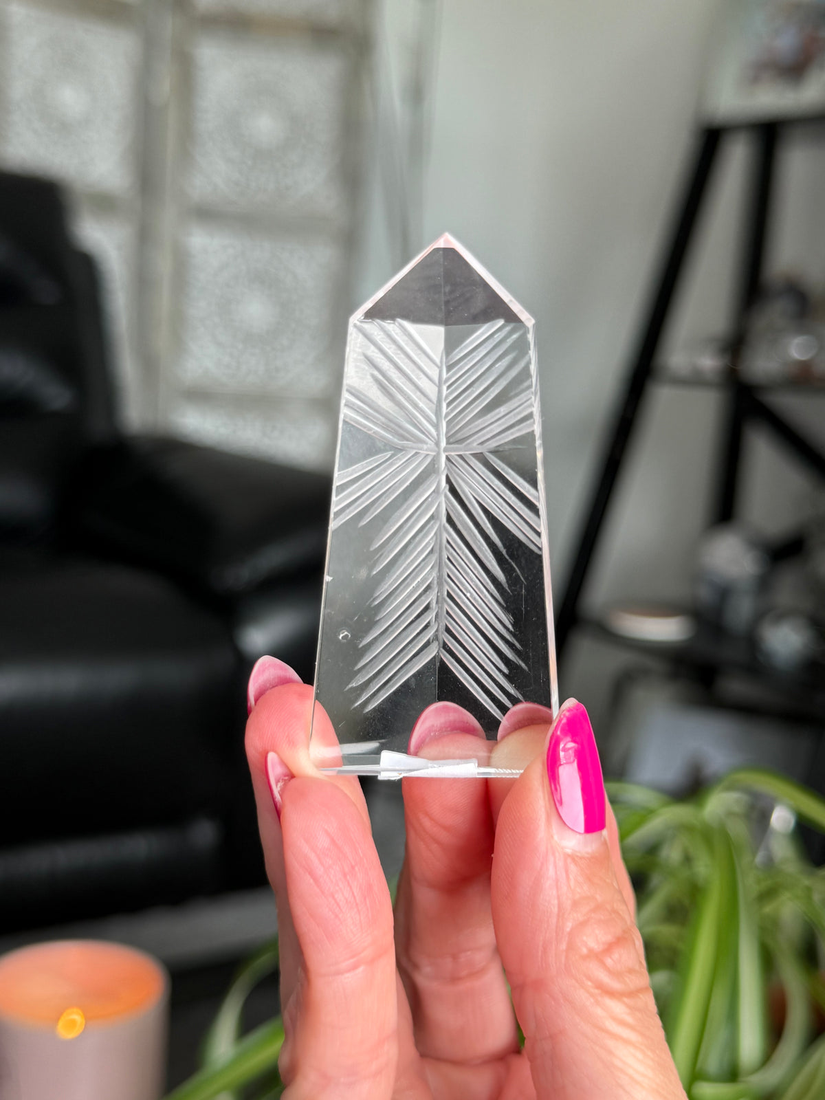 Clear Quartz Star Etched Tower