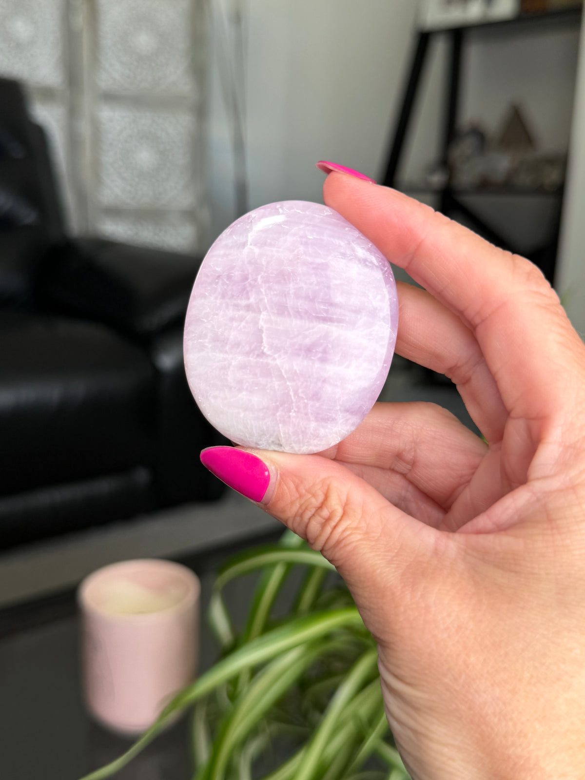 Kunzite Palm Stone