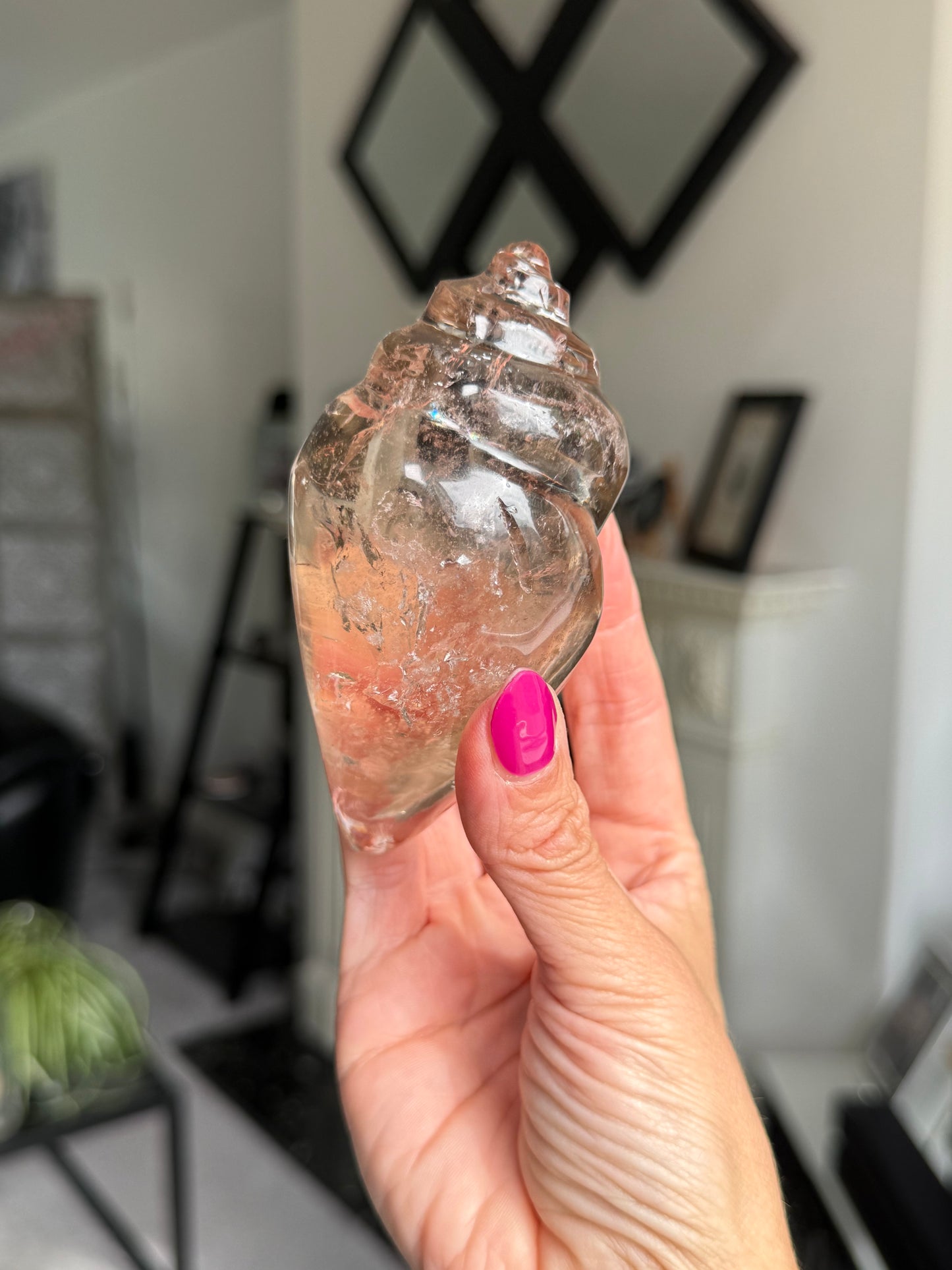Master Carved Smokey Quartz Shell