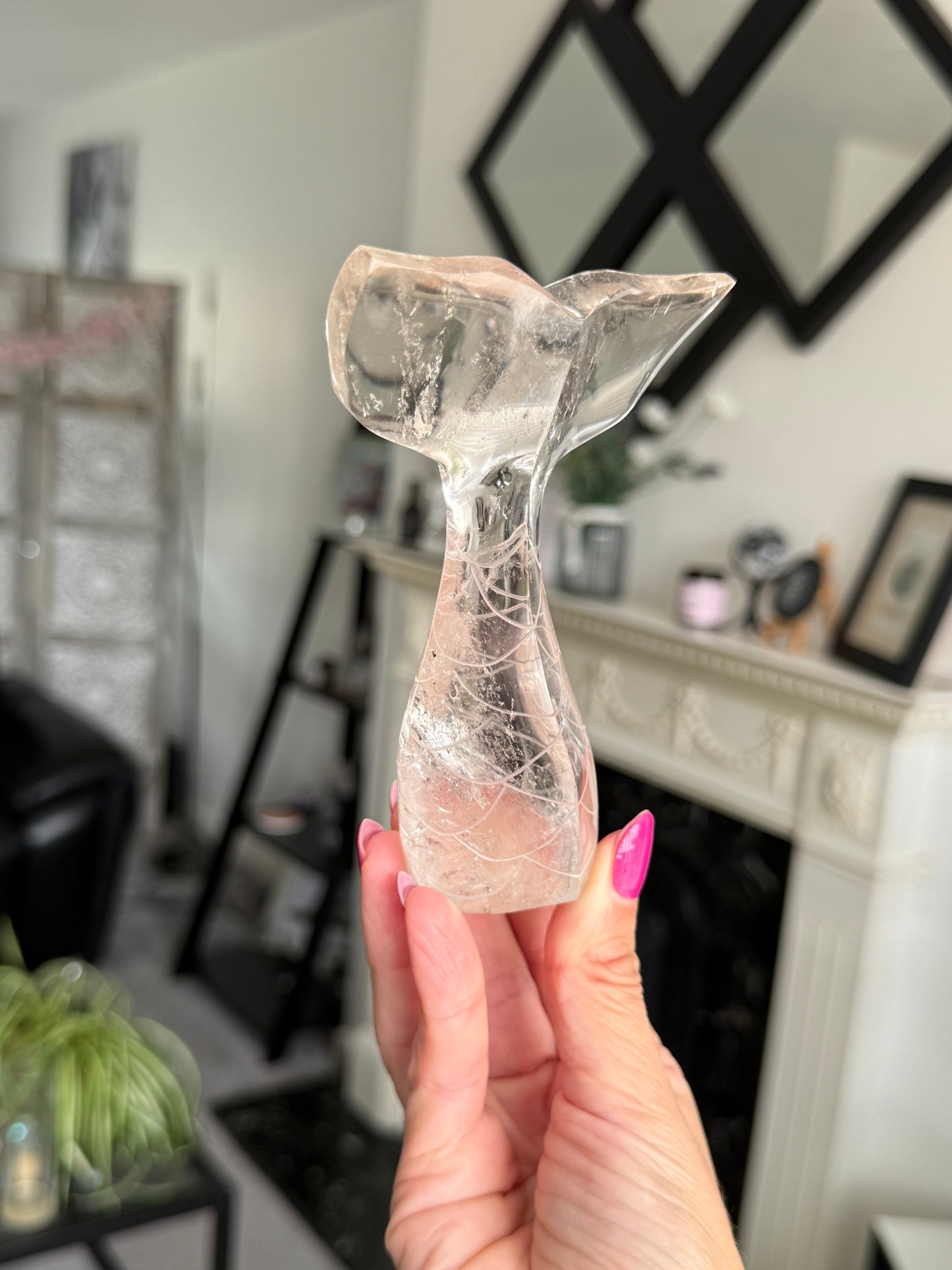 Master Carved Mermaid Tail - Clear Quartz