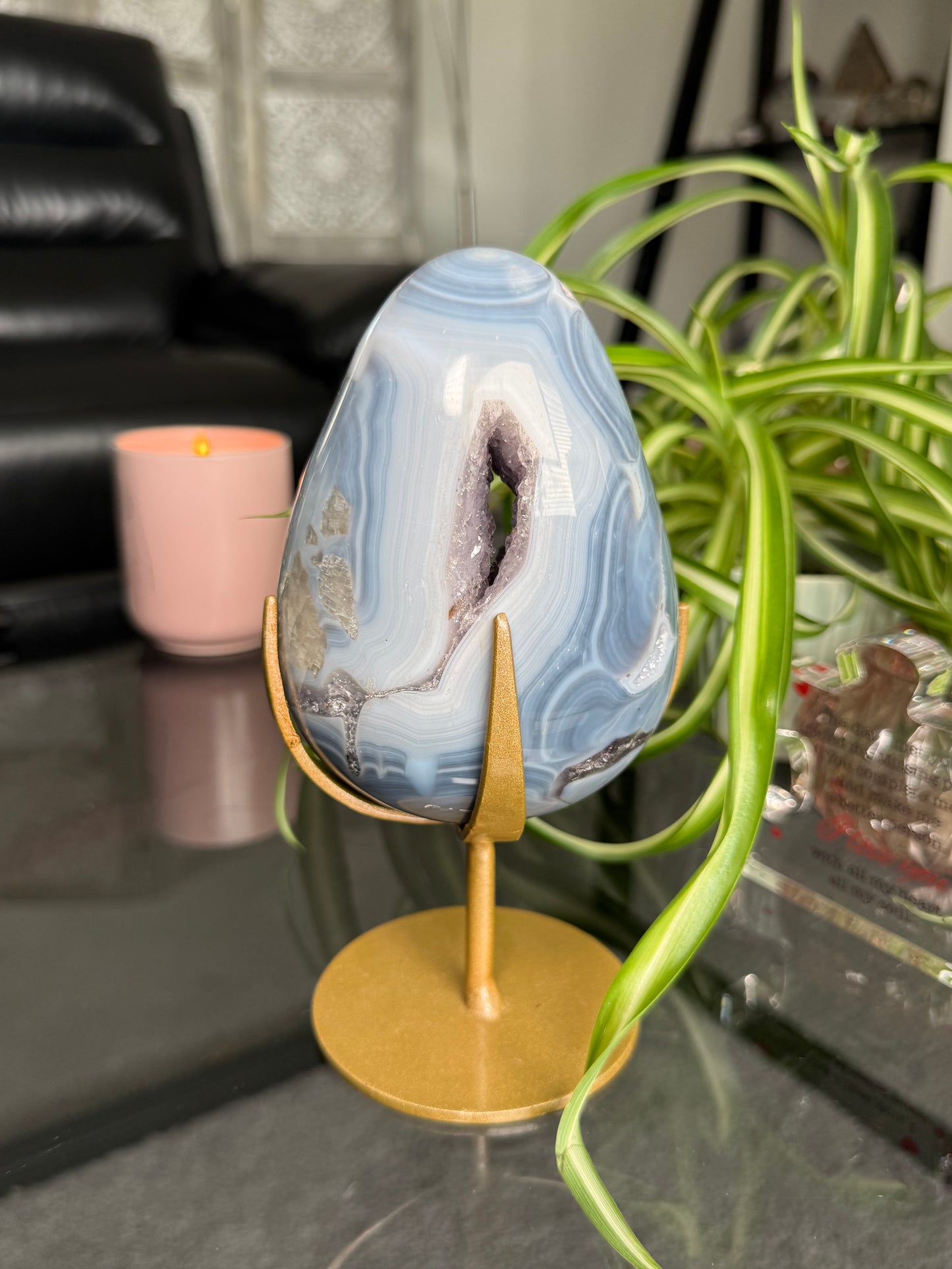 Amethyst Agate Egg On Stand