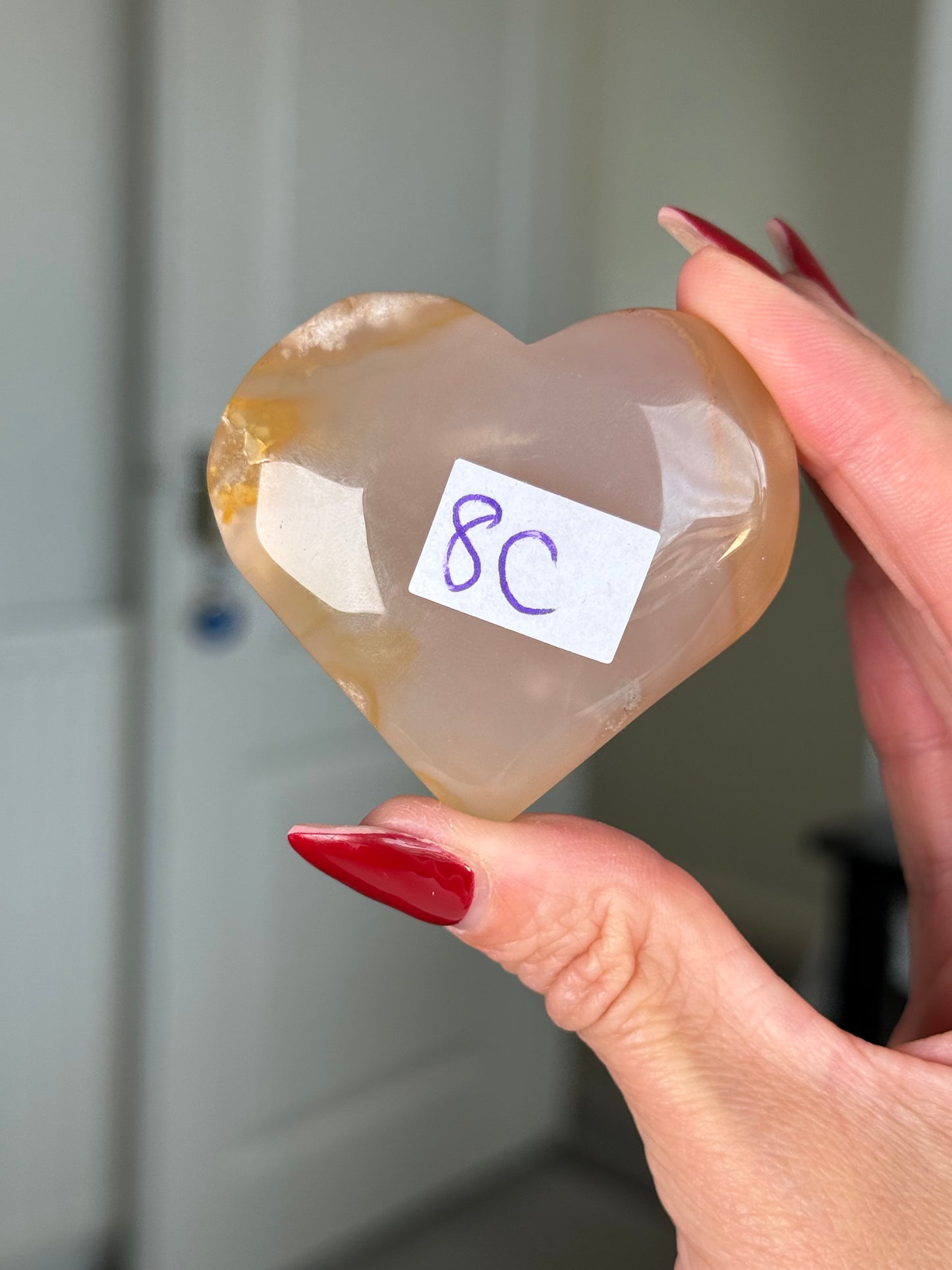 Flower Agate Heart With Stand