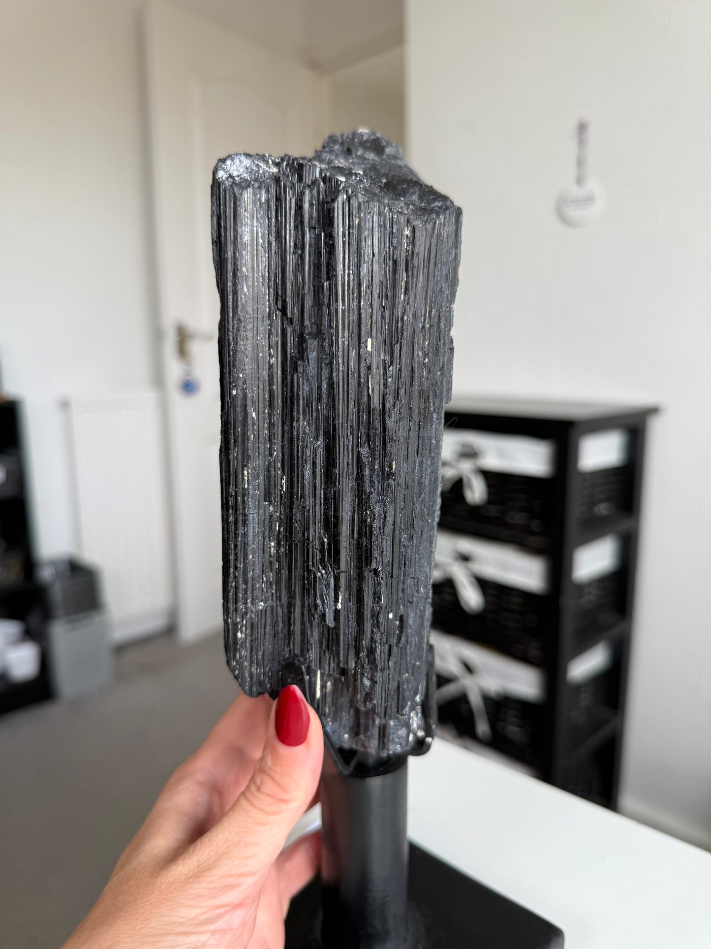 Black Tourmaline On Spinning Black Stand