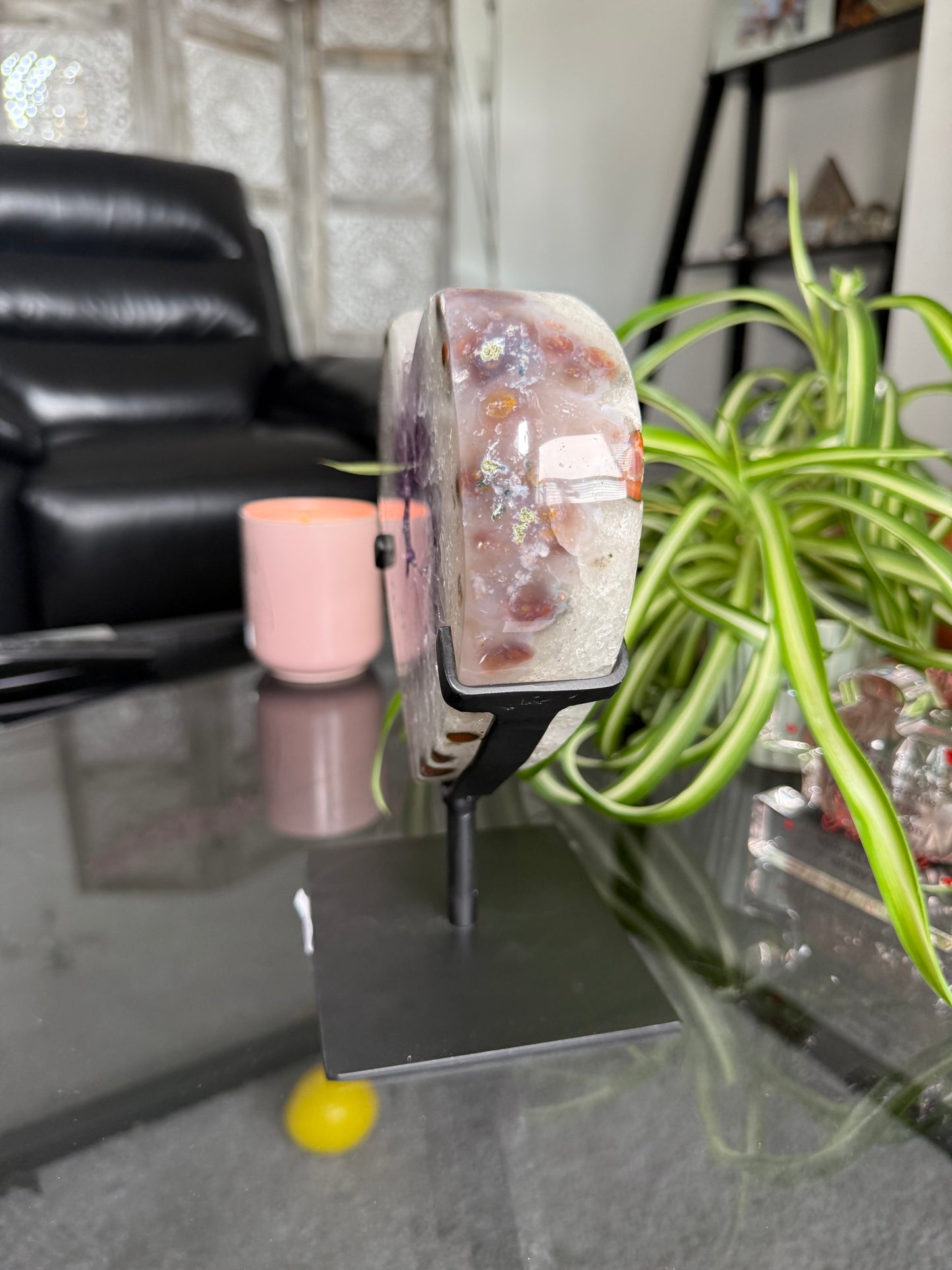 Amethyst Portal Heart On Black Stand
