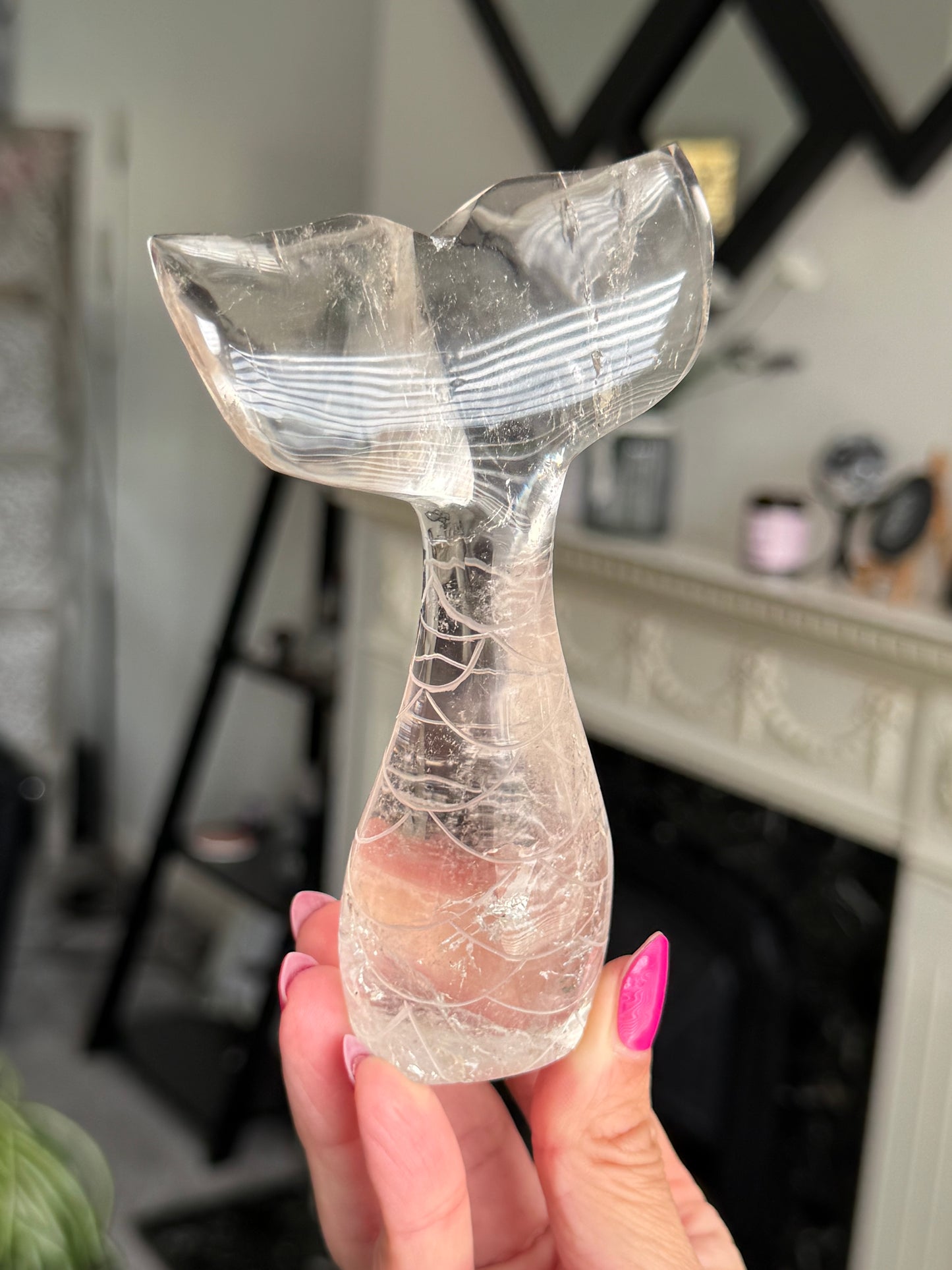 Master Carved Mermaid Tail - Clear Quartz