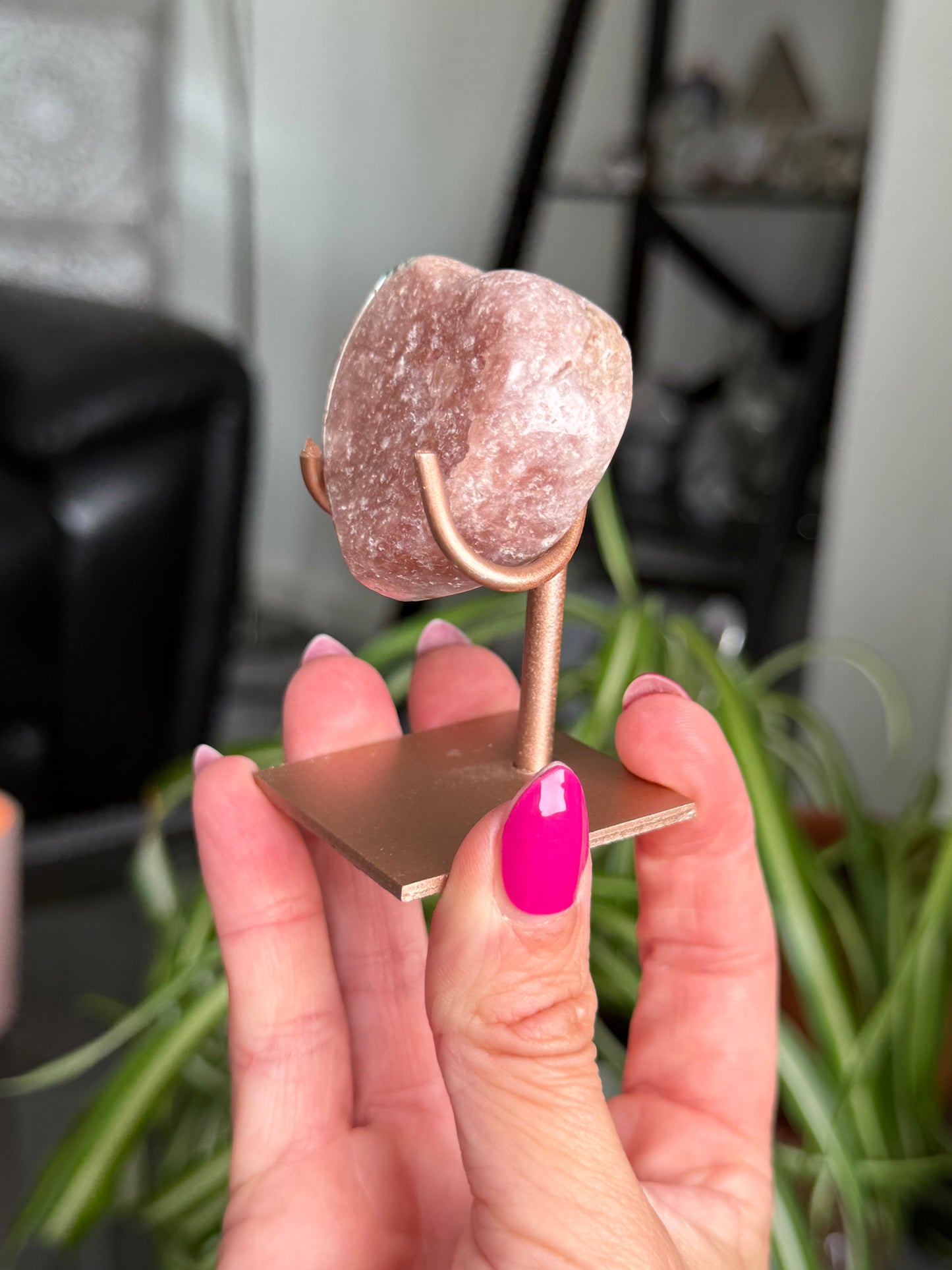 Pink Amethyst Heart On Stand