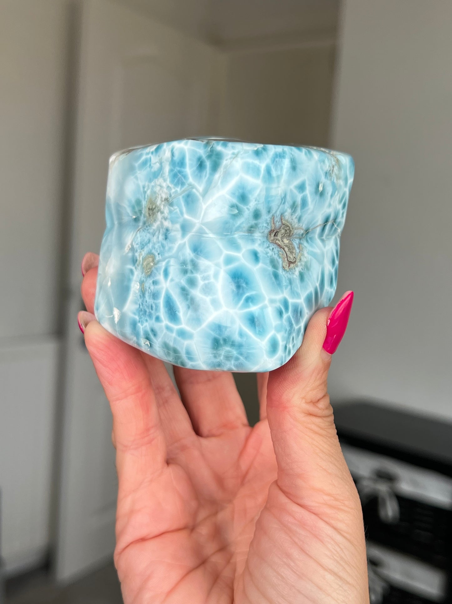Larimar Core On Glass Stand