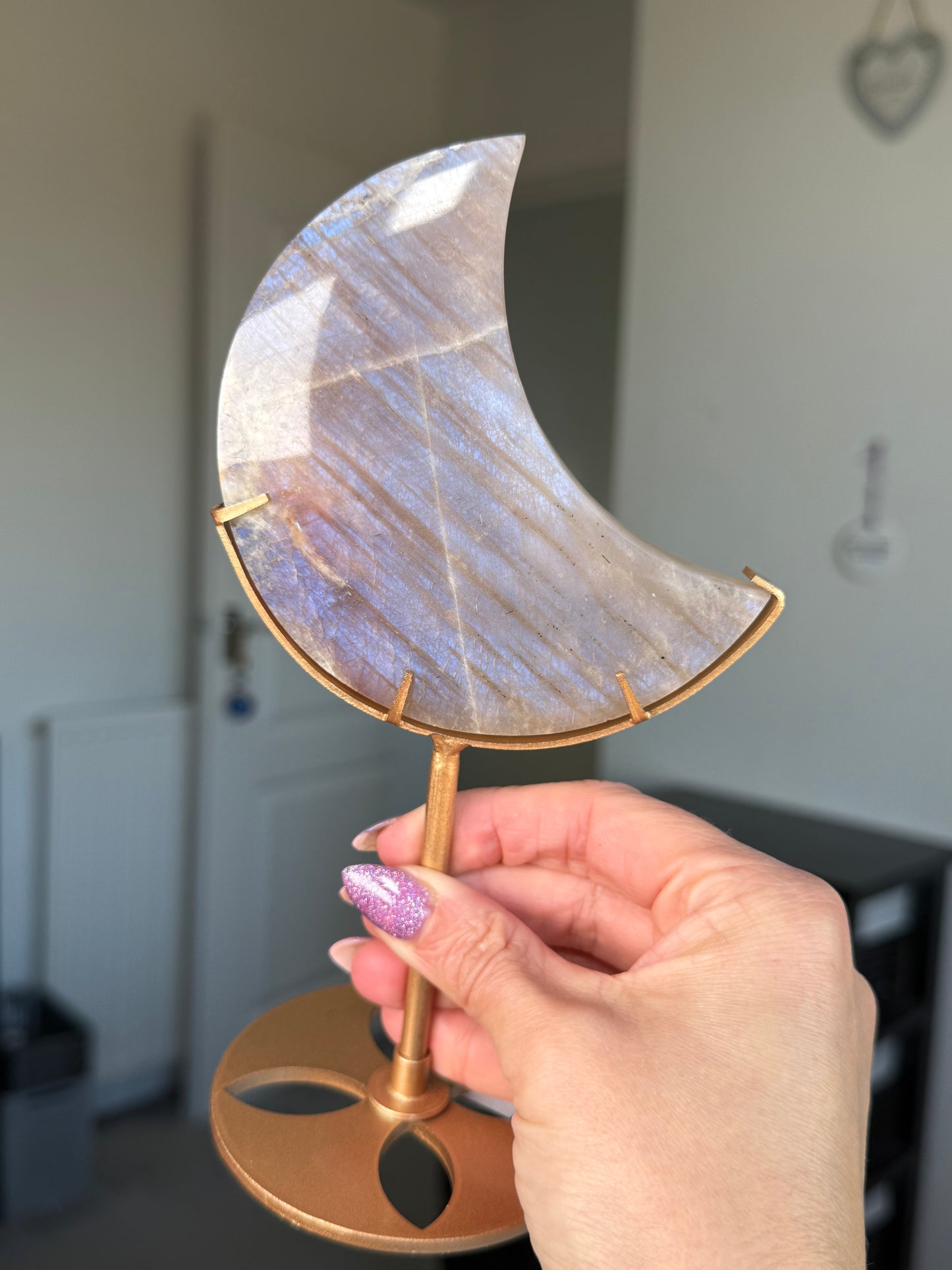 Moonstone Moon On Gold Stand