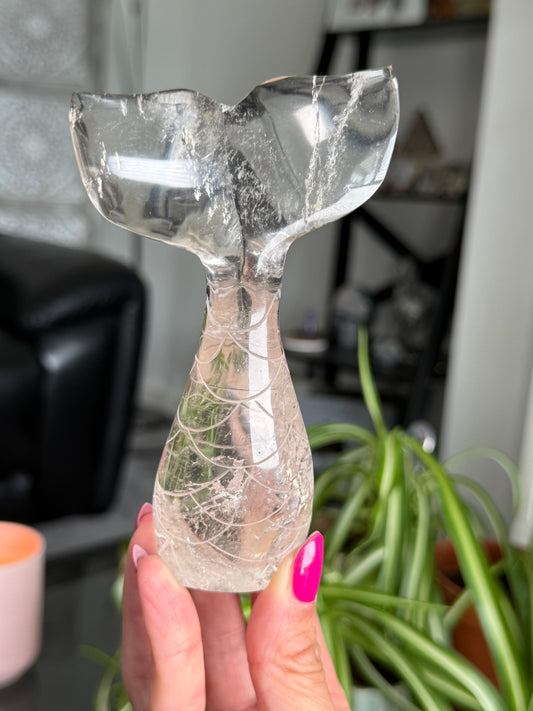 Master Carved Mermaid Tail - Clear Quartz