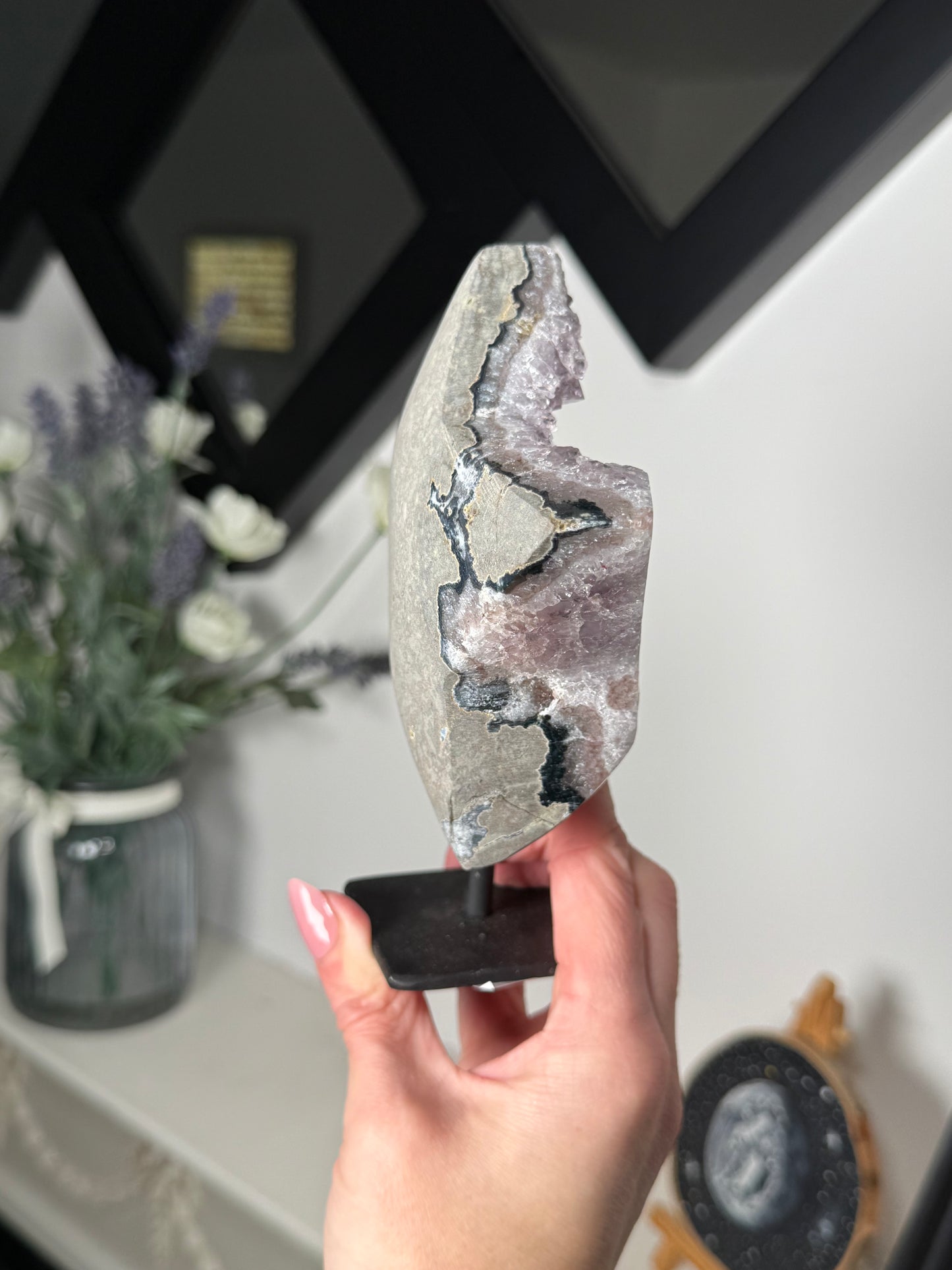 Amethyst Star On Black Stand