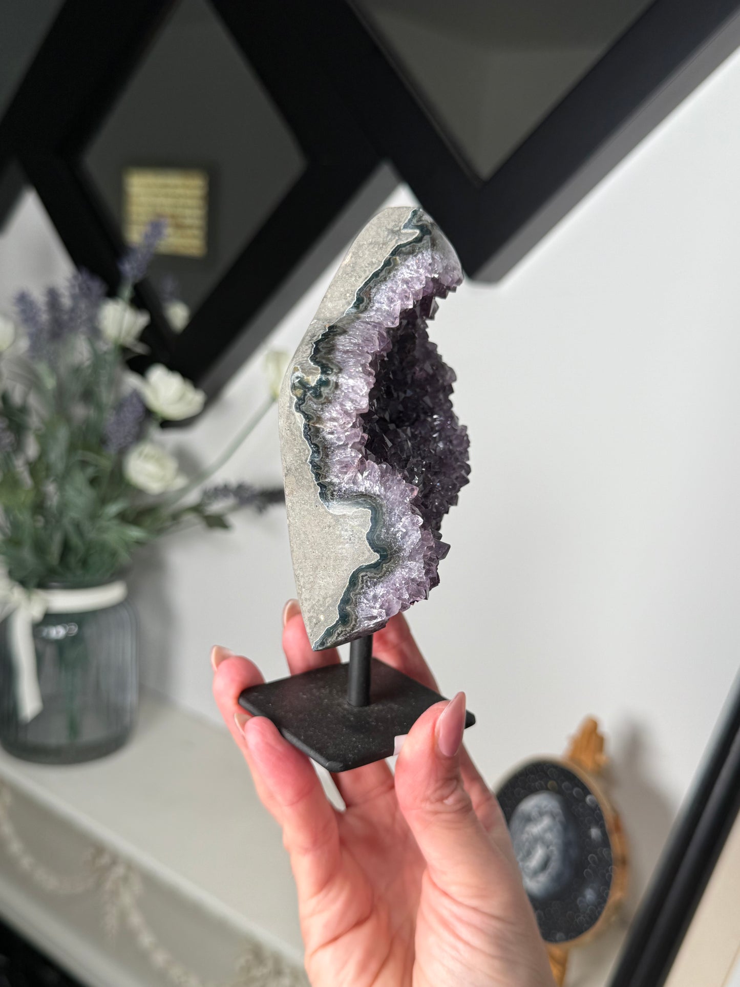 Amethyst Star On Black Stand